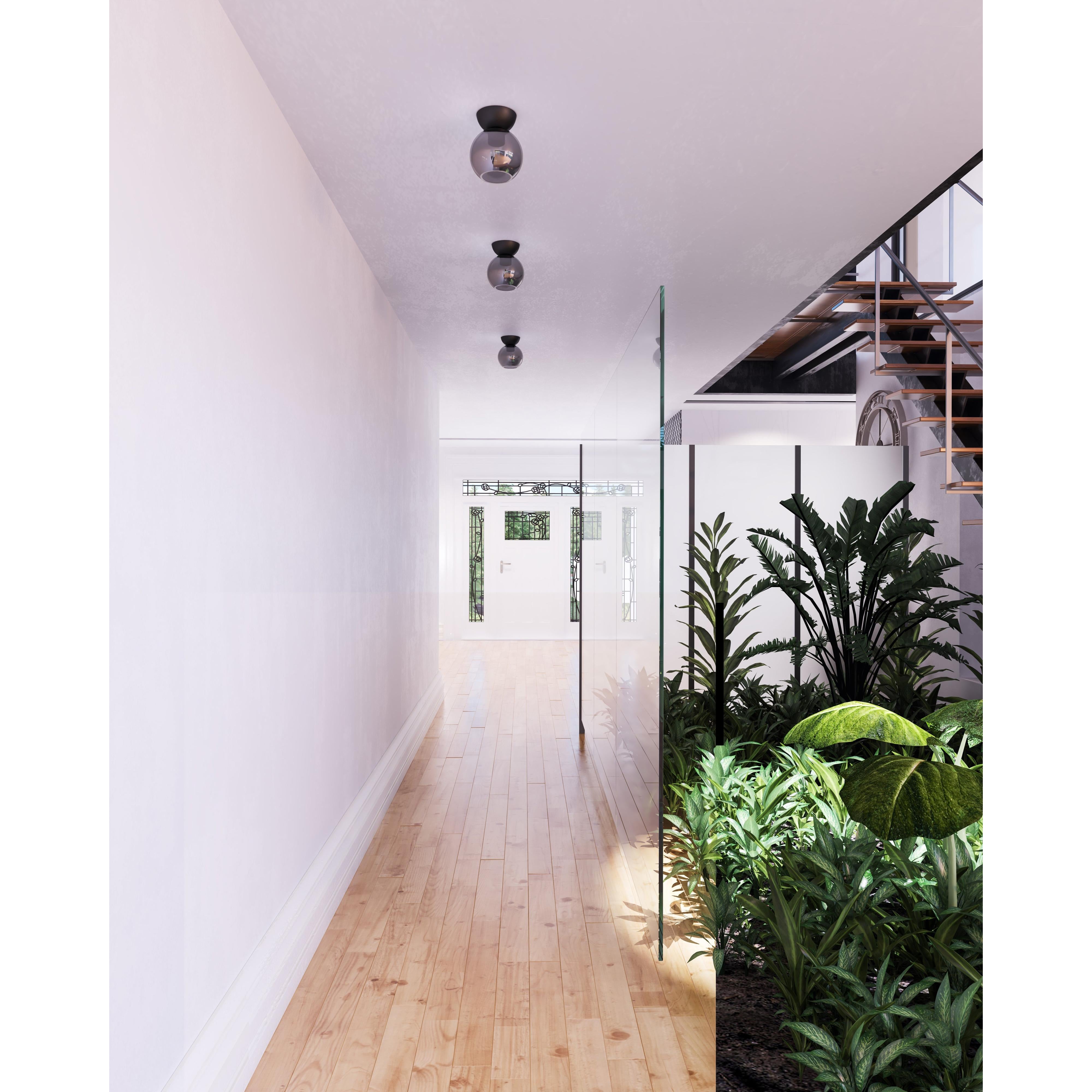 Arcadia 8-in Black/Smoked 1 Light Semi Flush Mount