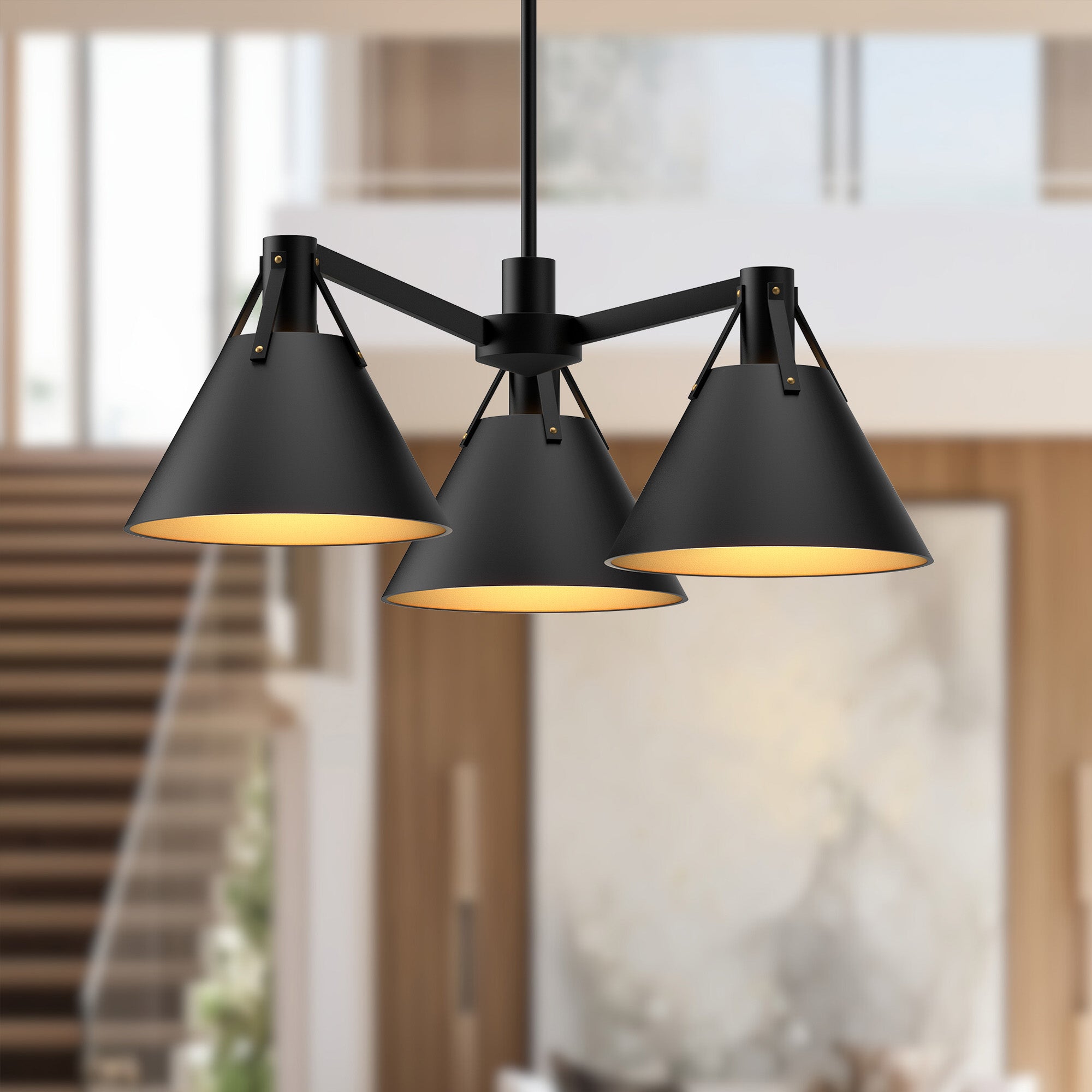 Archer 25-in Matte Black 3 Lights Chandeliers