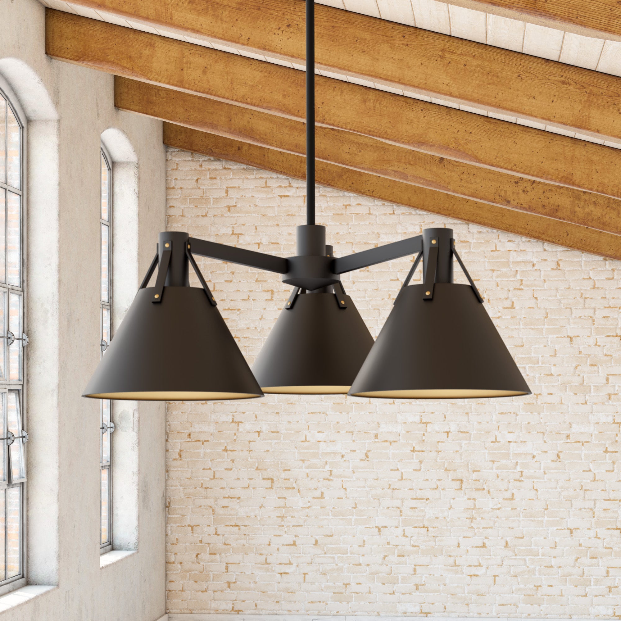 Archer 25-in Matte Black 3 Lights Chandeliers