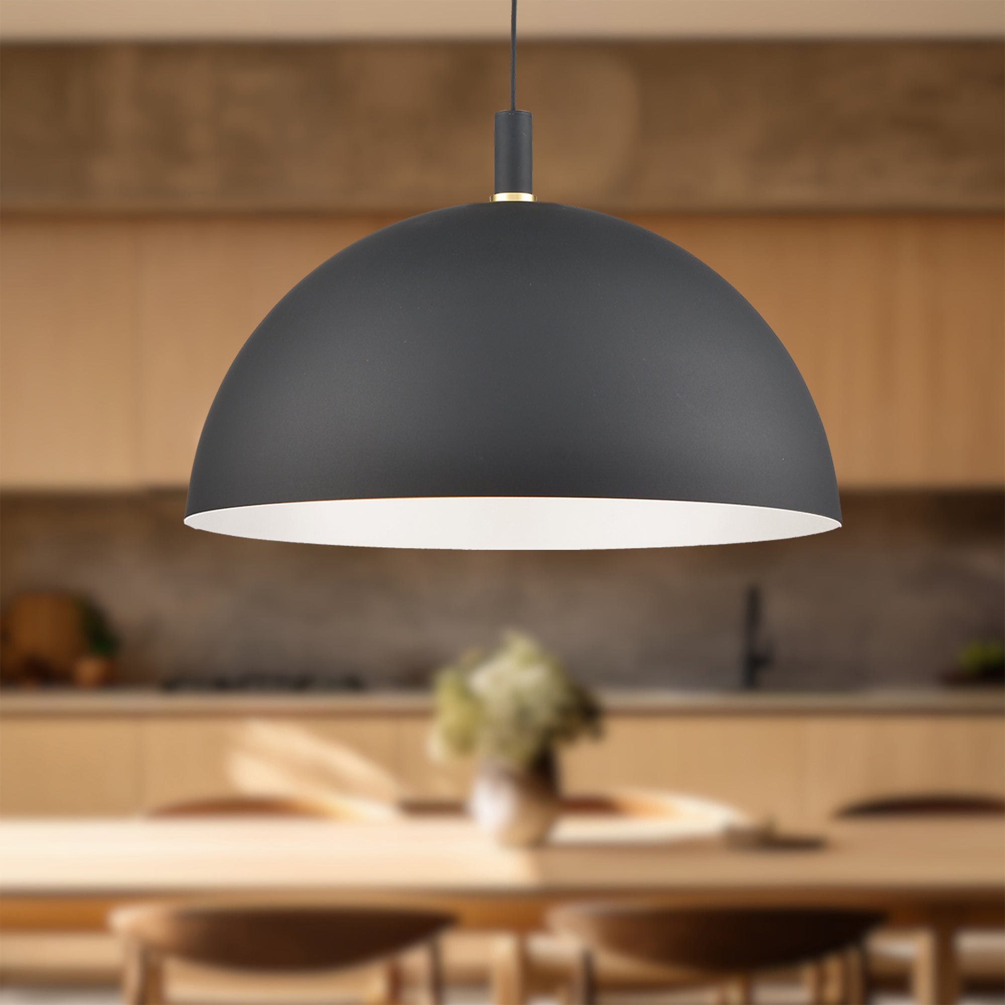 Archibald 32-in Black With Gold Detail 1 Light Pendant