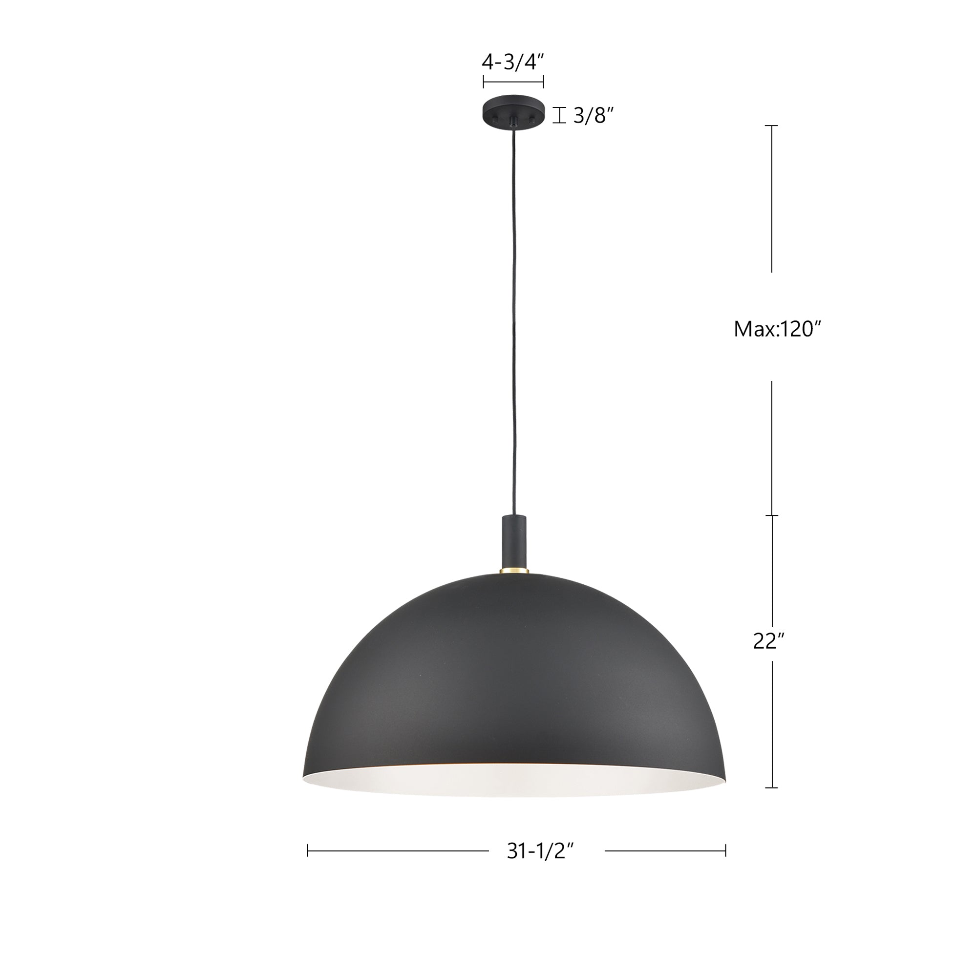 Archibald 32-in Brushed Nickel With Black Detail 1 Light Pendant