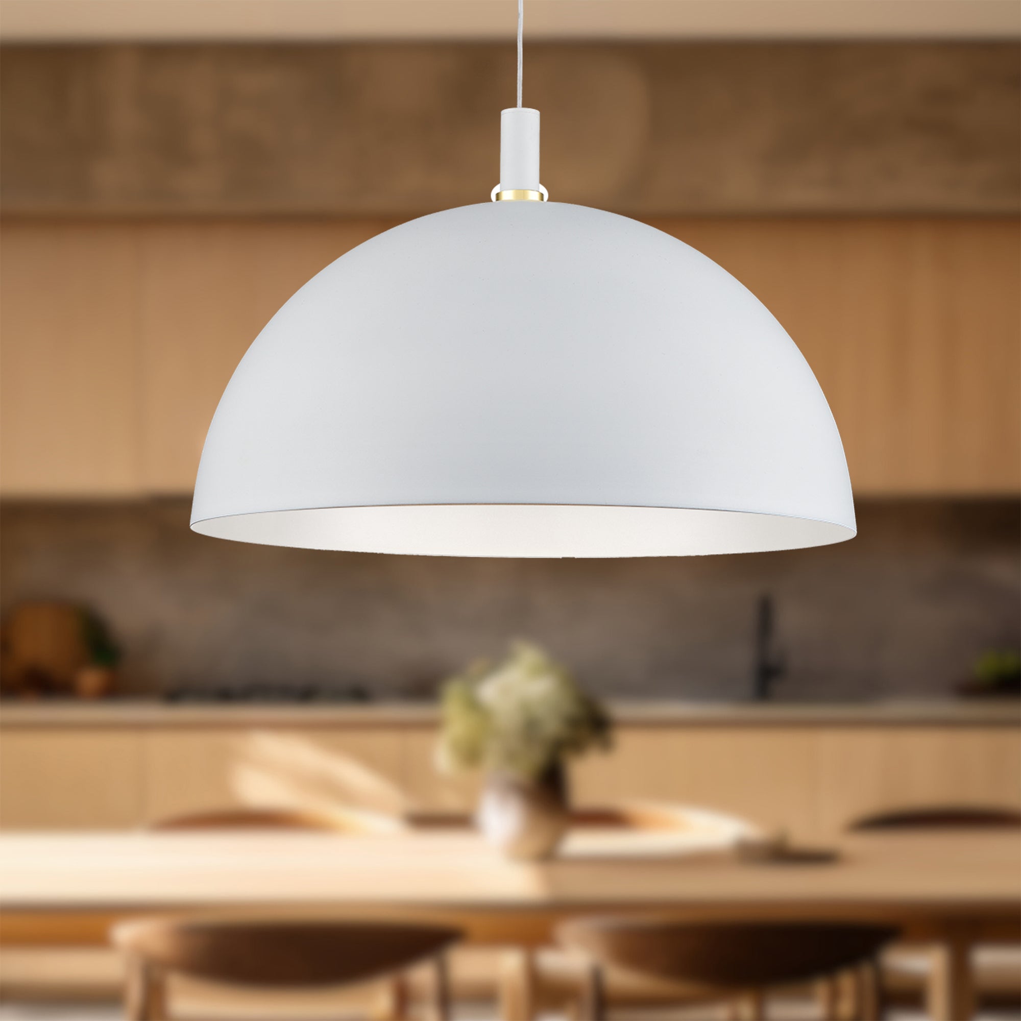 Archibald 32-in White With Gold Detail 1 Light Pendant