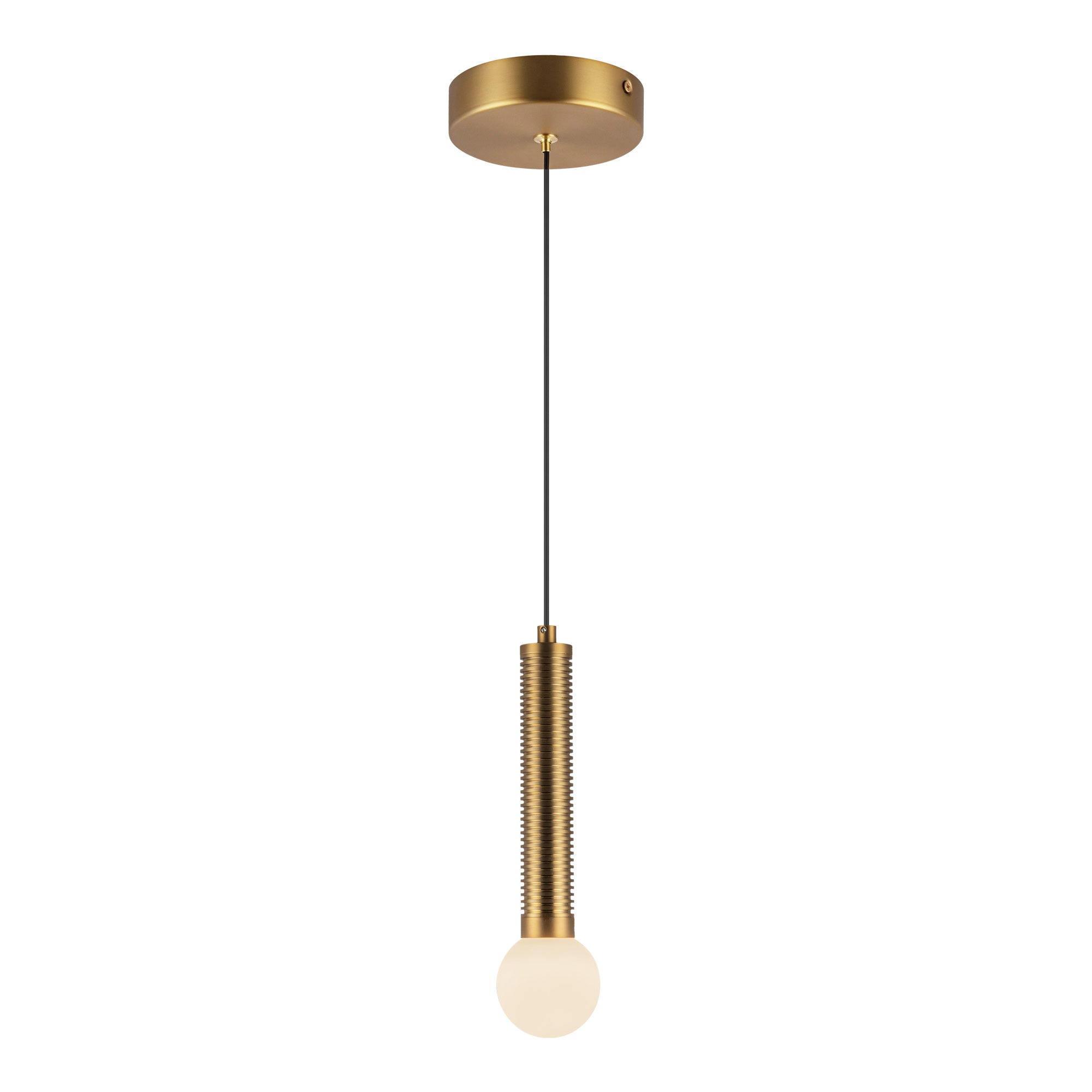 Arden 9-in Brushed Gold/Opal Glass LED Pendant