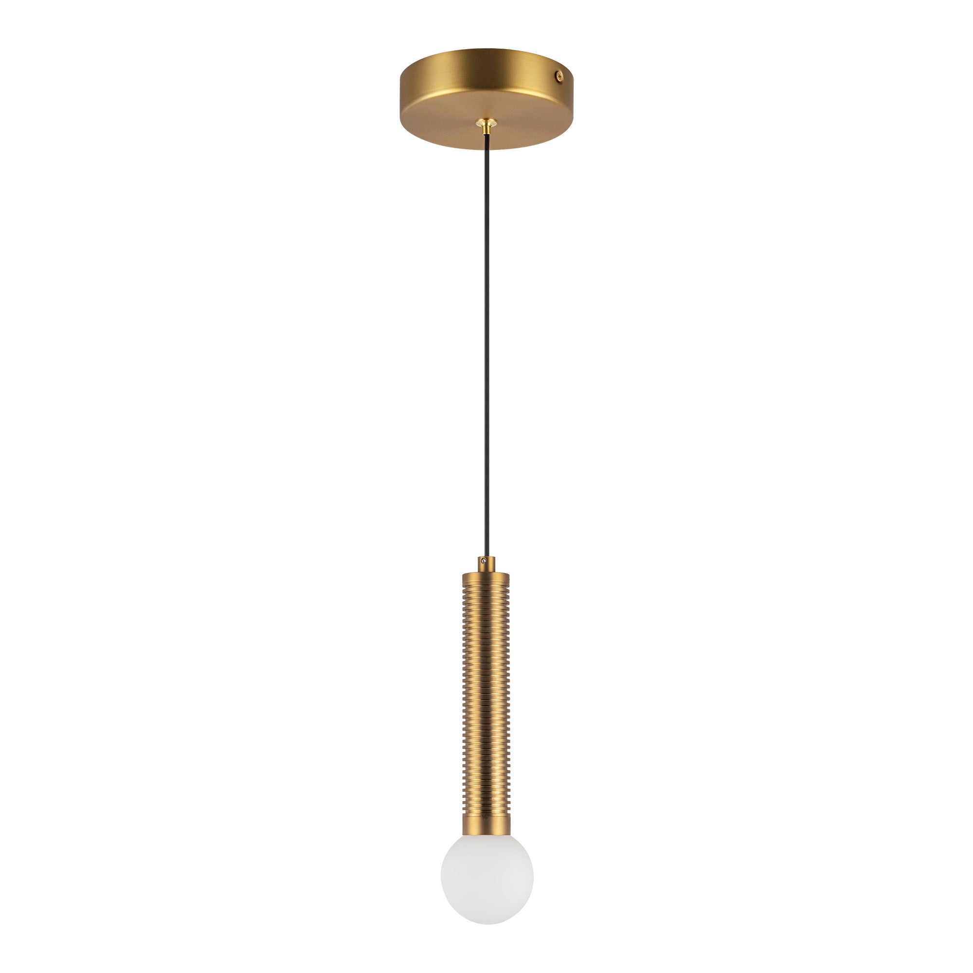 Arden 9-in Brushed Gold/Opal Glass LED Pendant