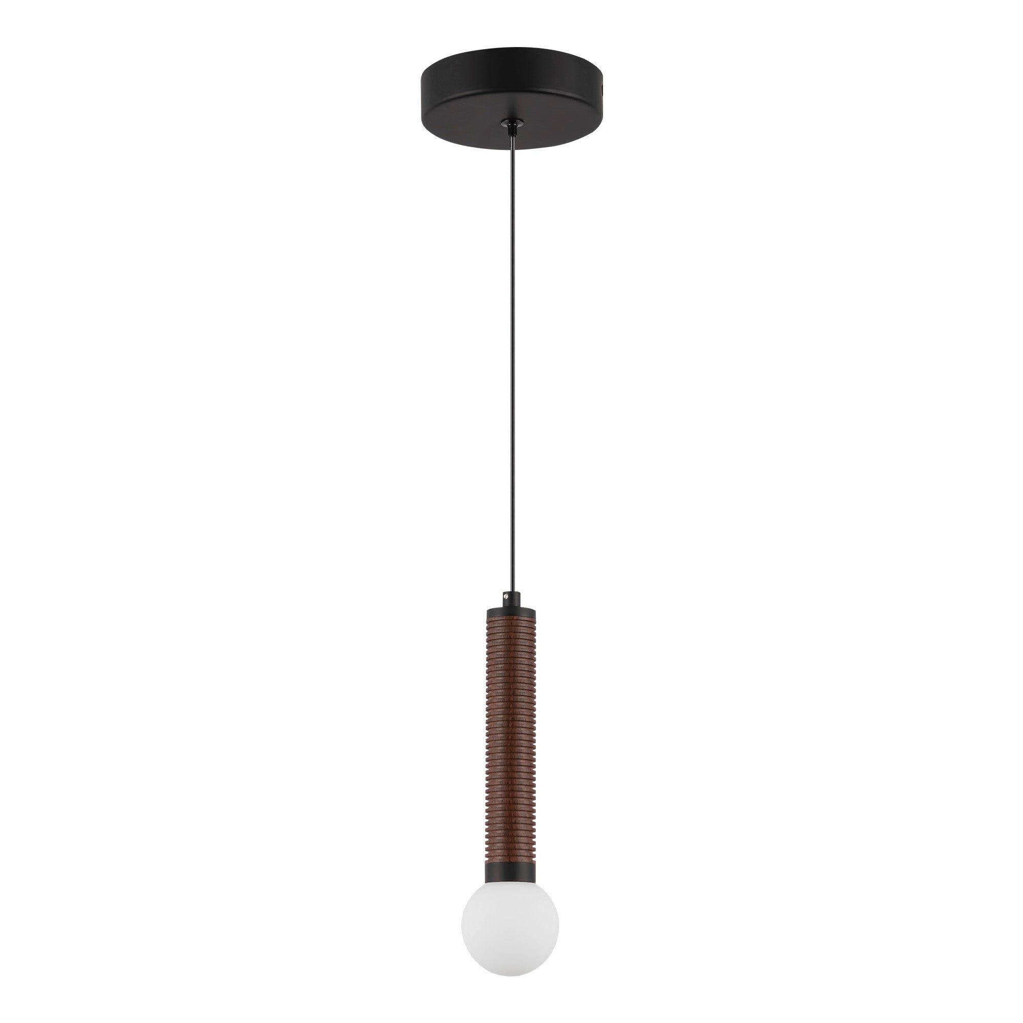 Arden 9-in Matte Black/Opal Glass LED Pendant