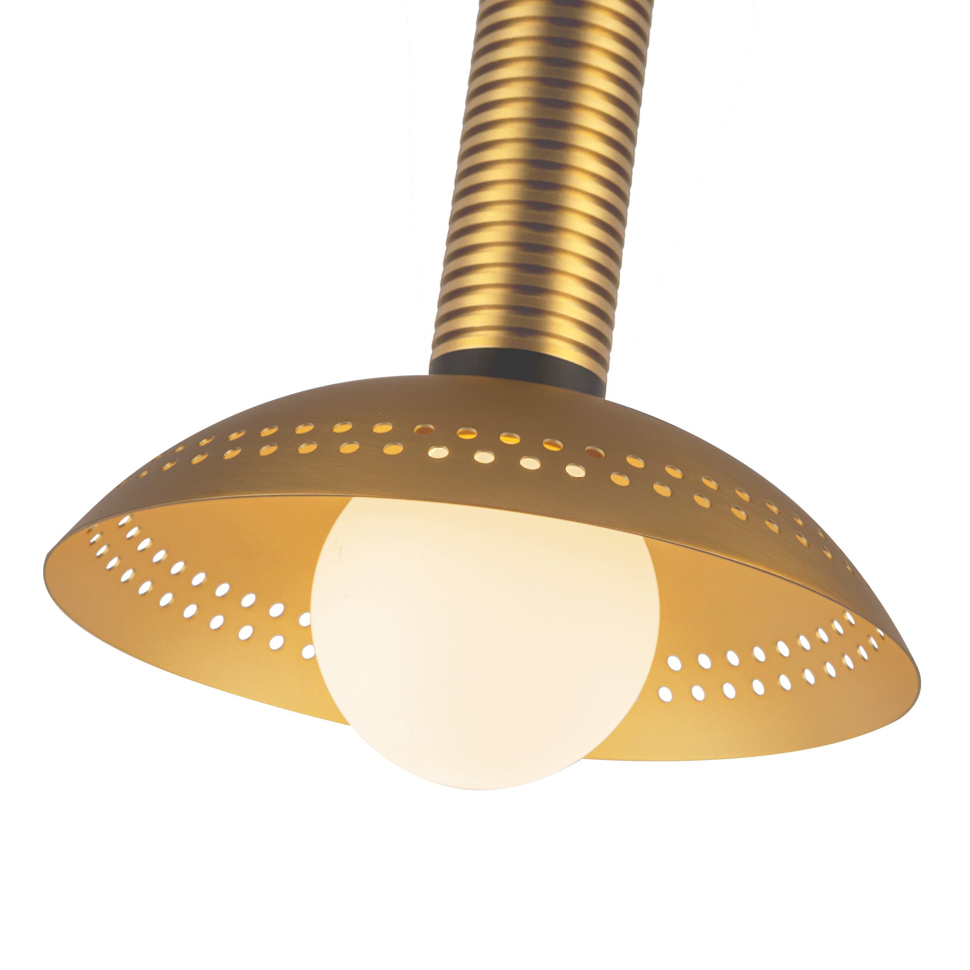Arden 9-in Brushed Gold/Opal Glass LED Pendant