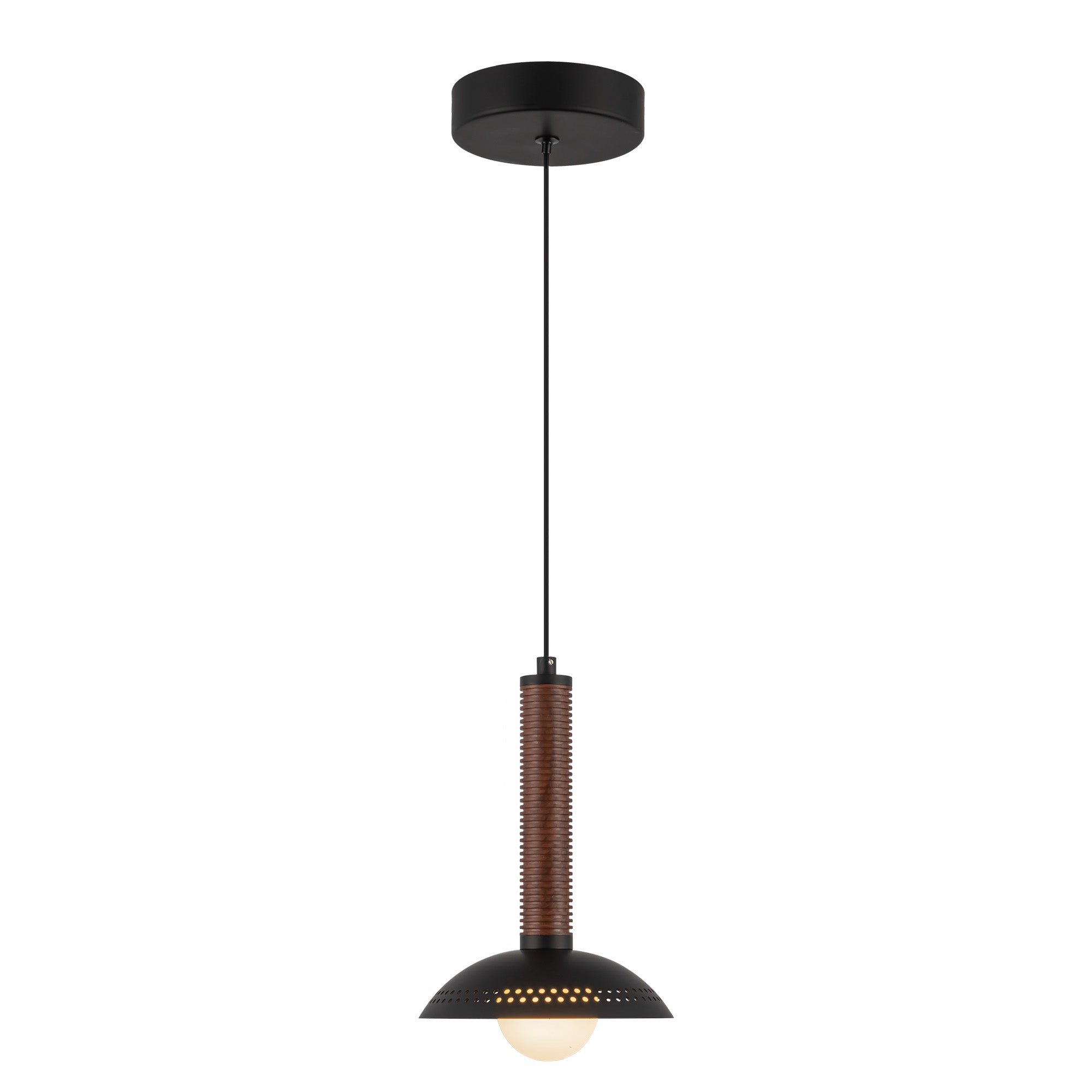 Arden 9-in Matte Black/Opal Glass LED Pendant