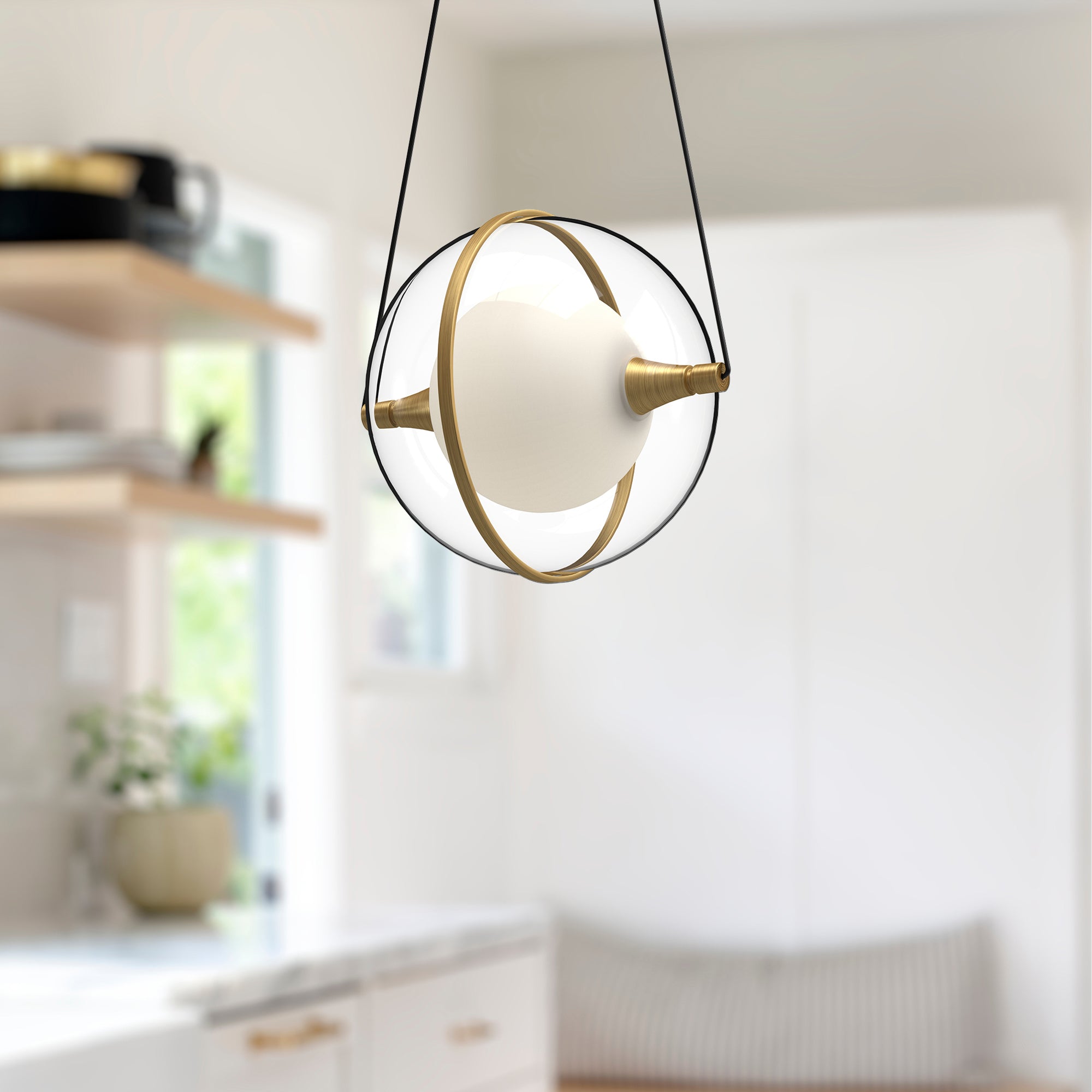 Aries 8-in Brushed Gold LED Pendant