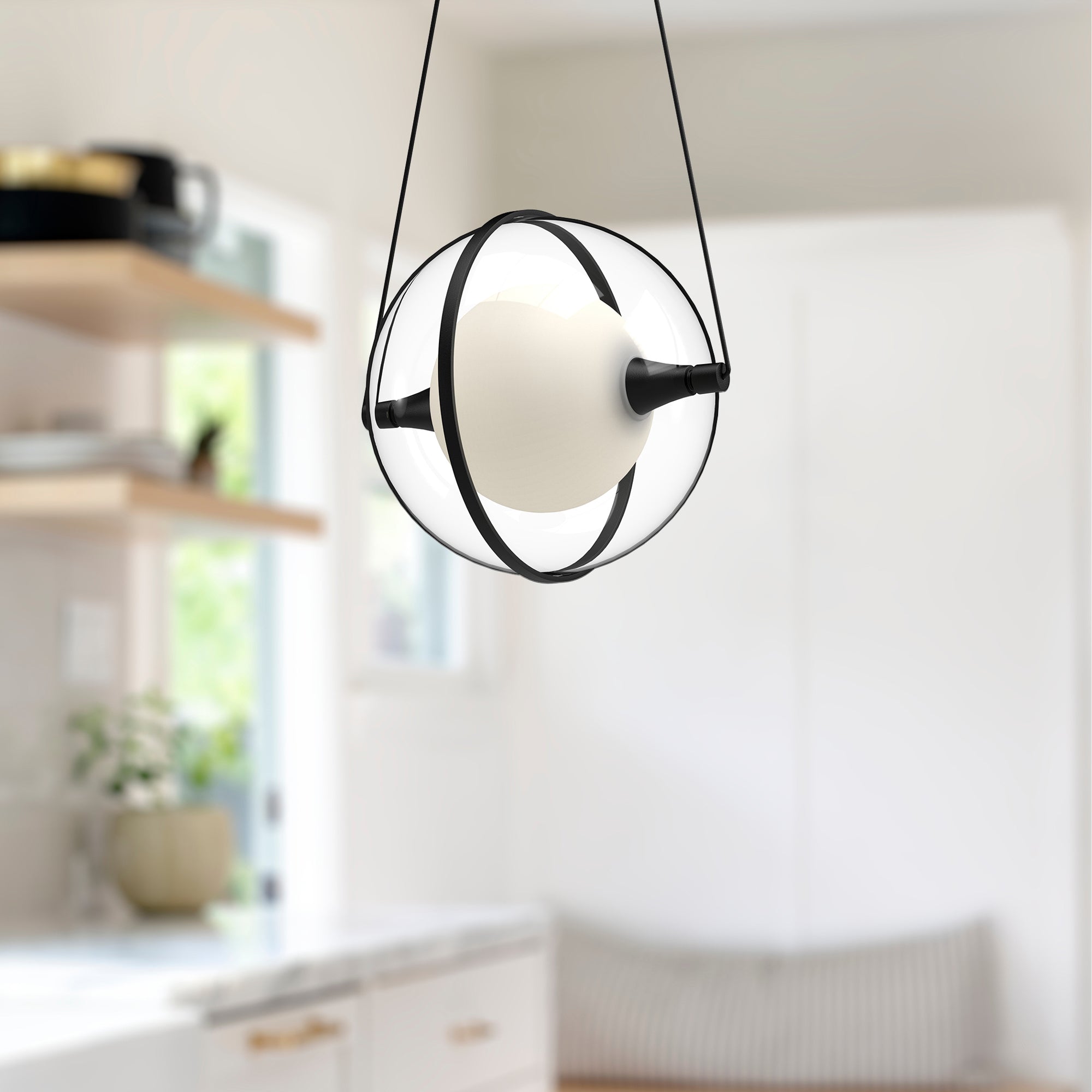Aries 8-in Black LED Pendant