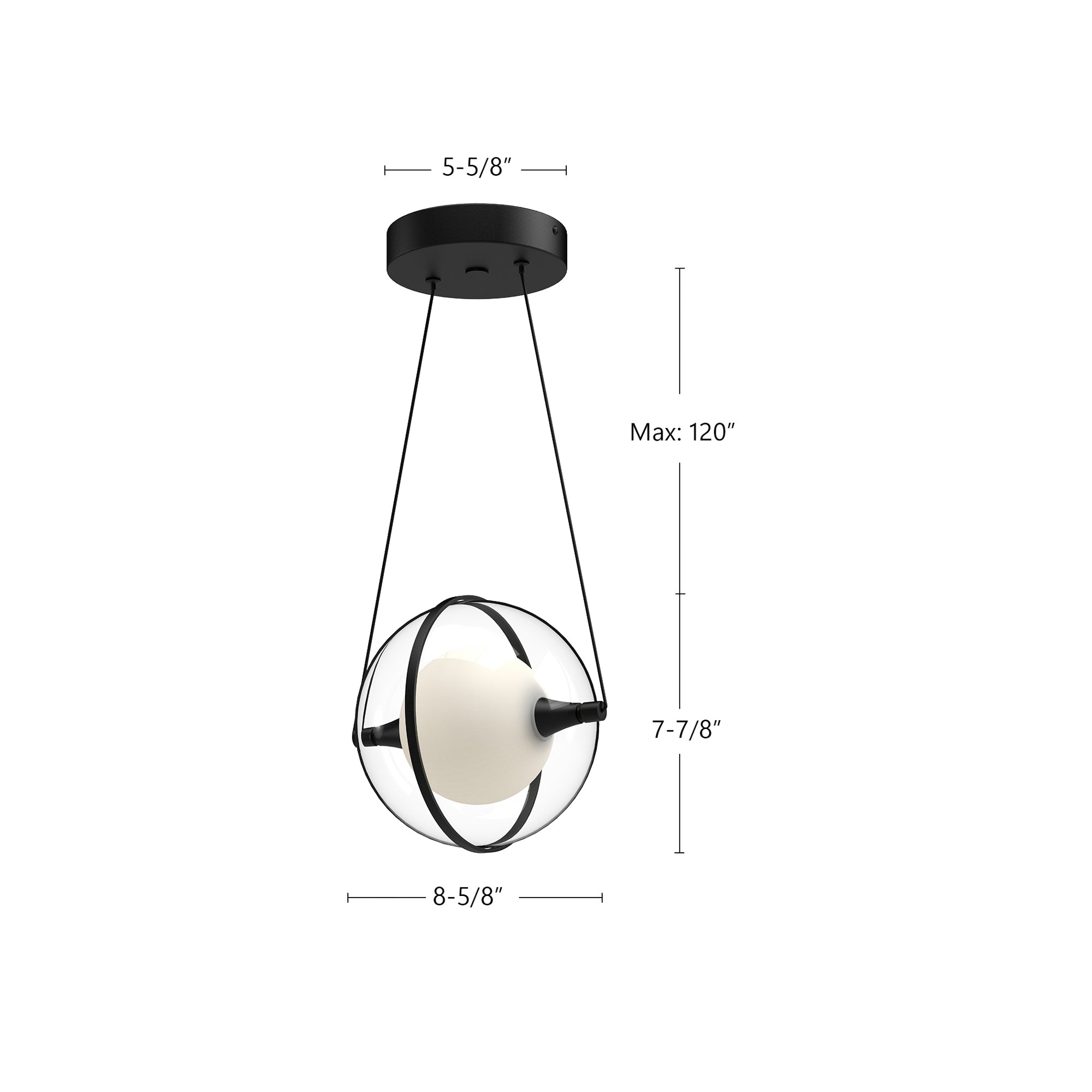 Aries 8-in Black LED Pendant
