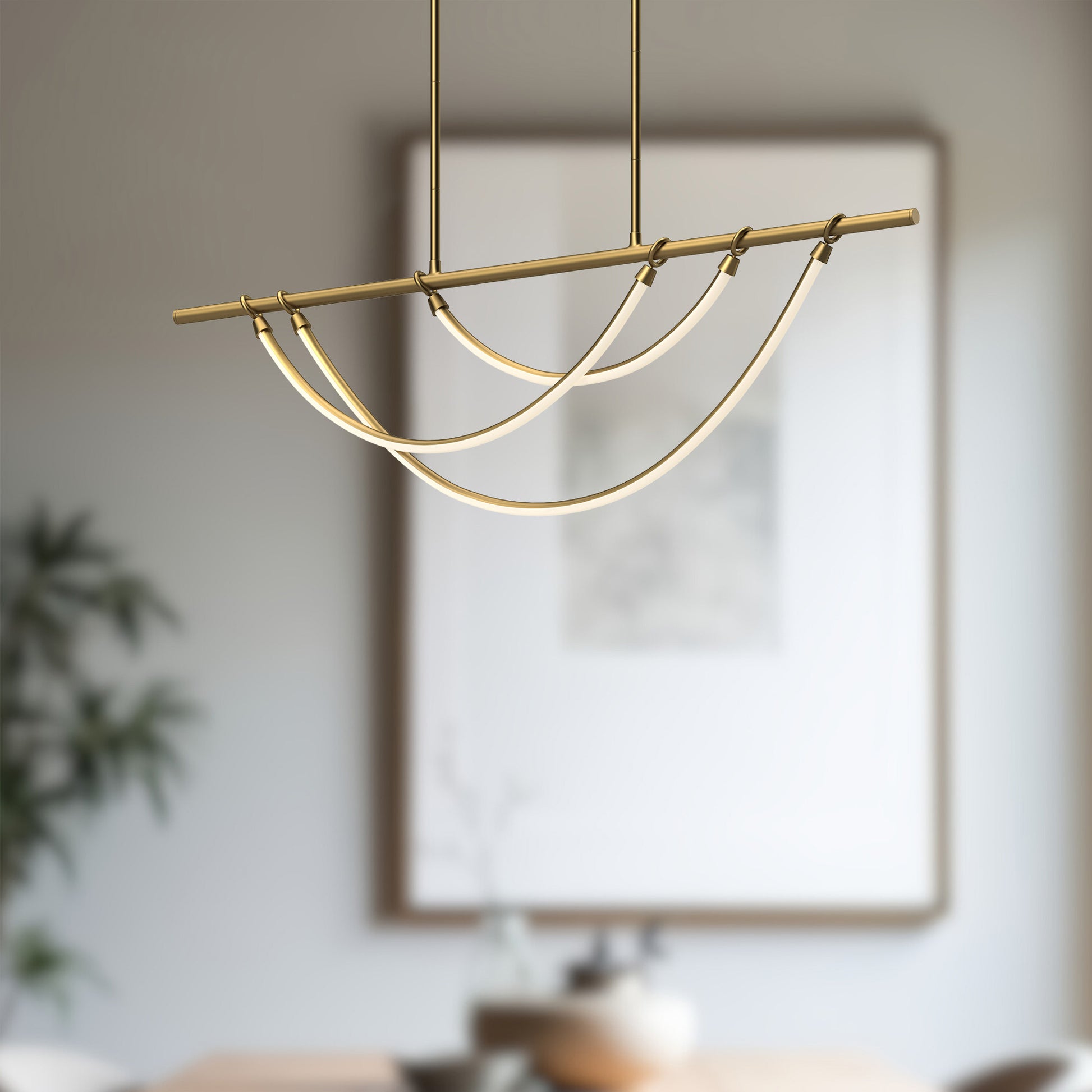 ALORA Lighting Aryas 48-in LED Linear Pendant, Vintage Brass