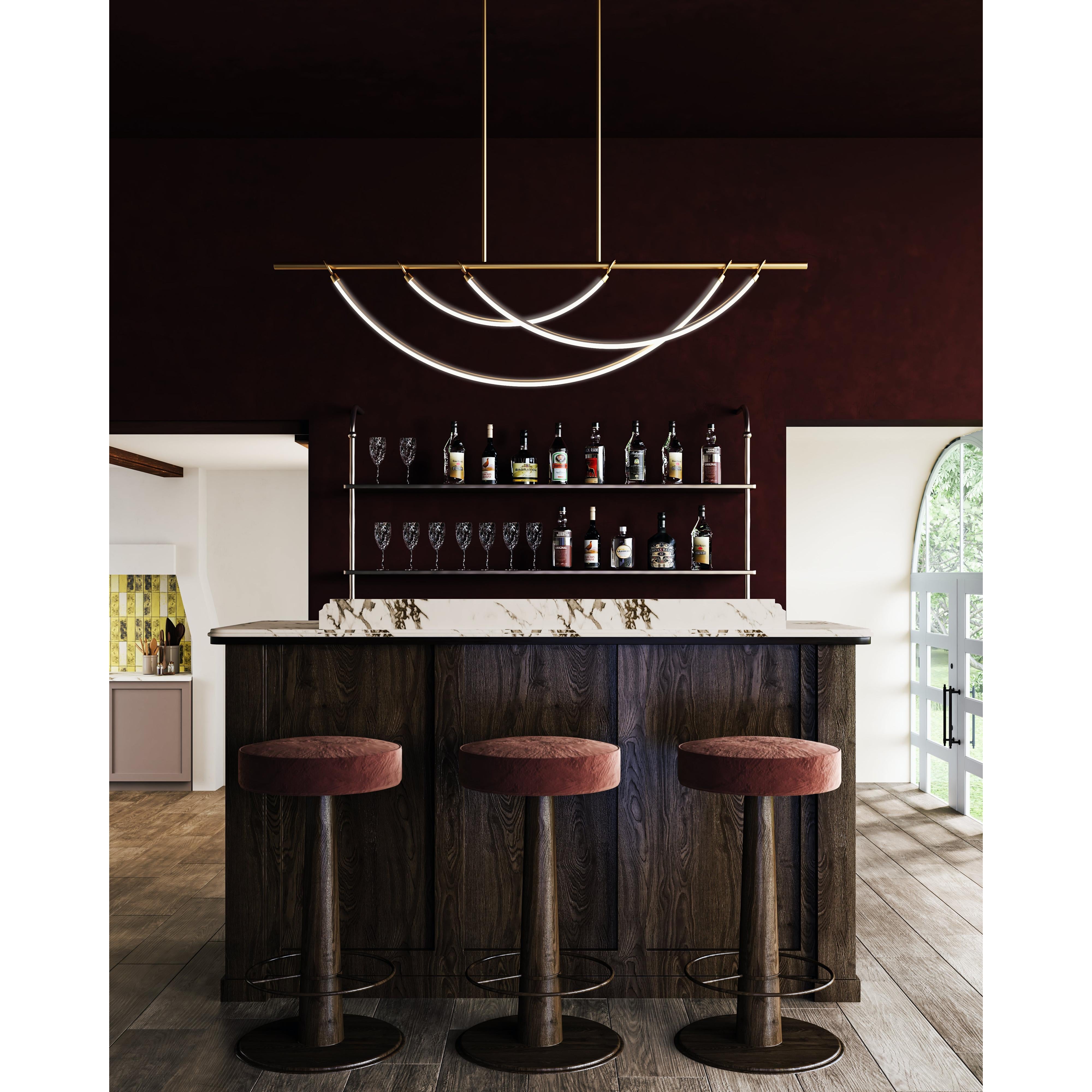 Aryas 48-in Vintage Brass LED Linear Pendant