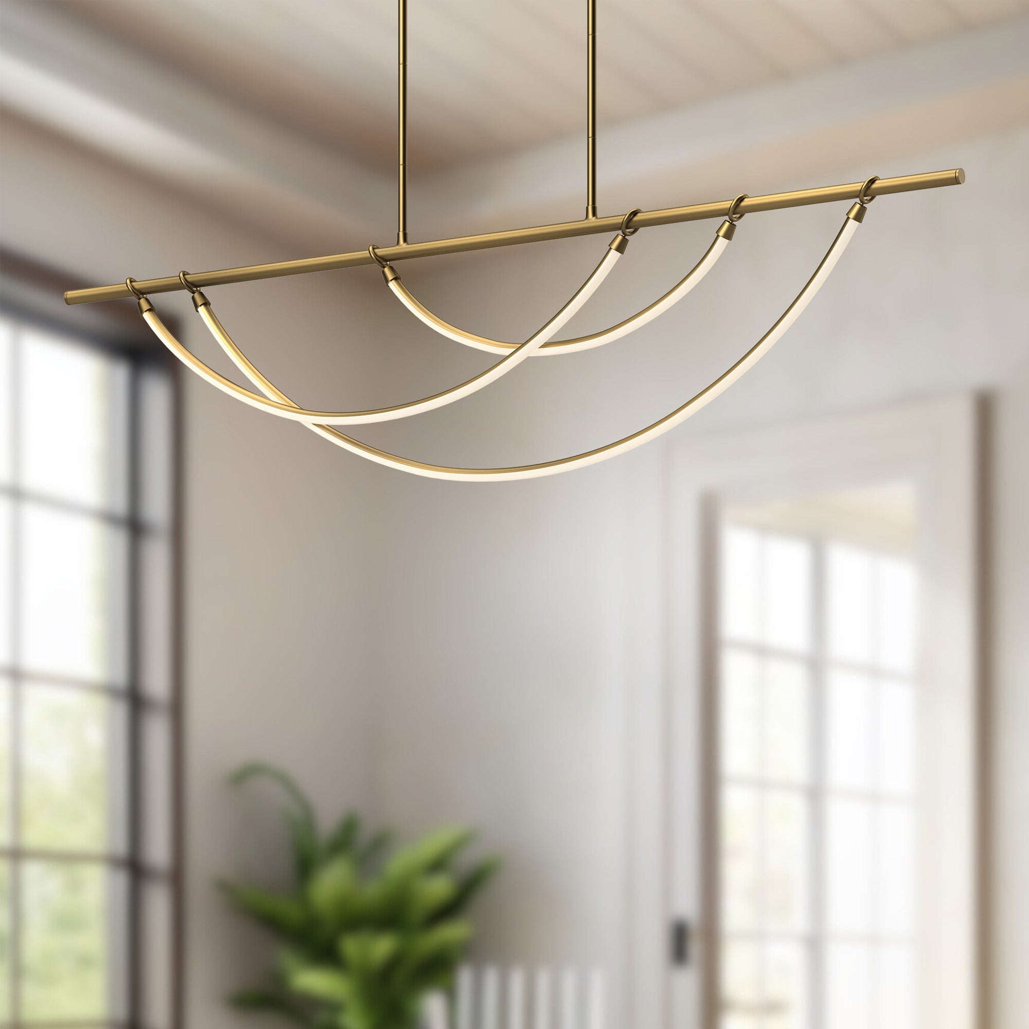Aryas 60-in Vintage Brass LED Linear Pendant