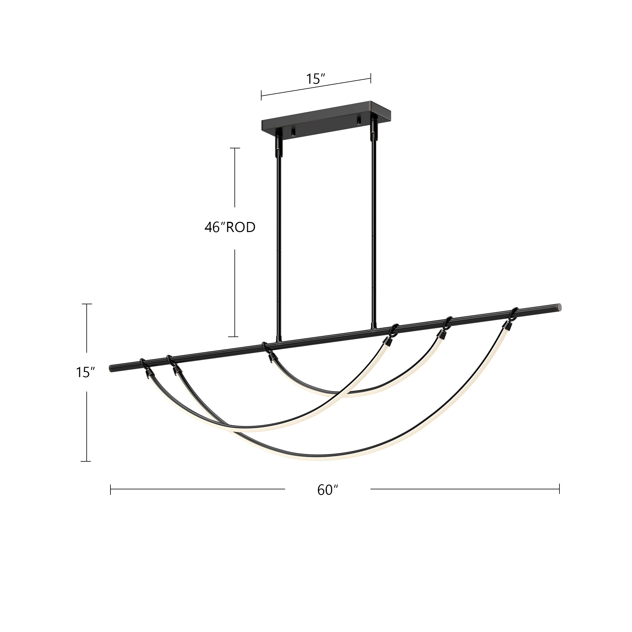 Aryas 60-in Urban Bronze LED Linear Pendant
