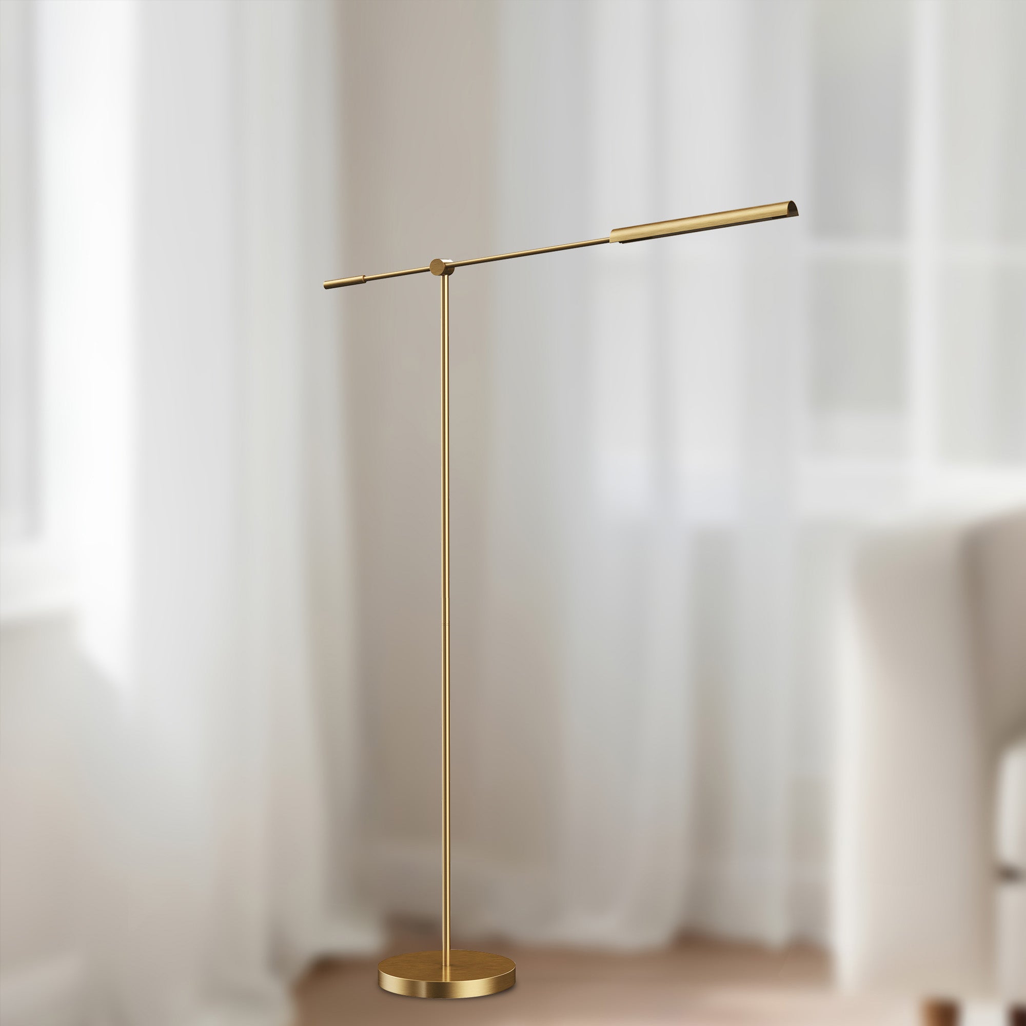 Astrid 55-in Metal Shade/Vintage Brass LED Floor Lamp
