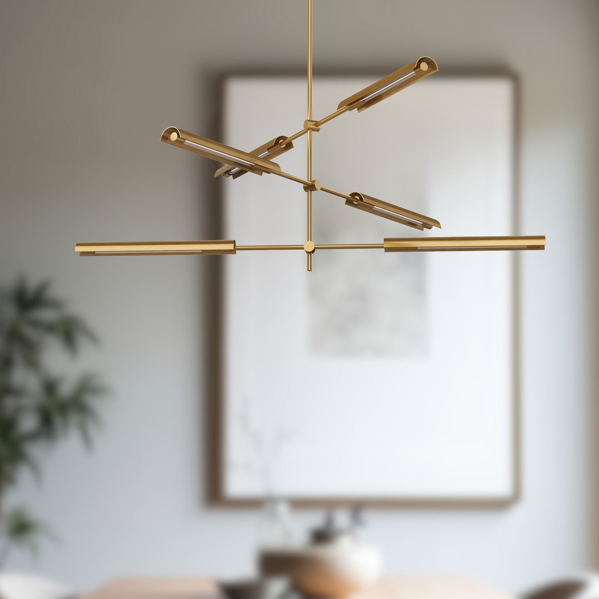 Astrid 6 Head Metal Shade/Vintage Brass LED Multi Pendant