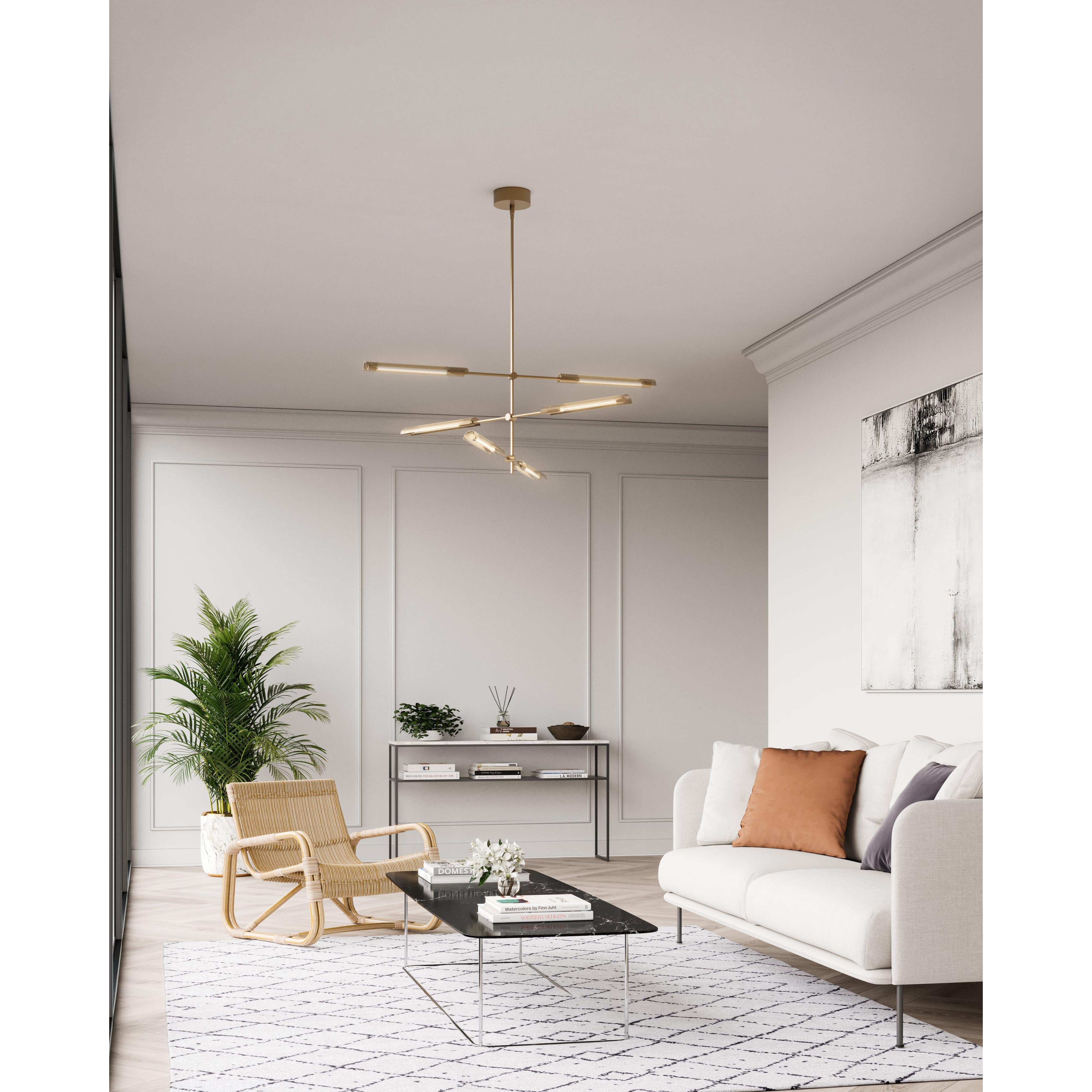 Astrid 6 Head Metal Shade/Vintage Brass LED Multi Pendant