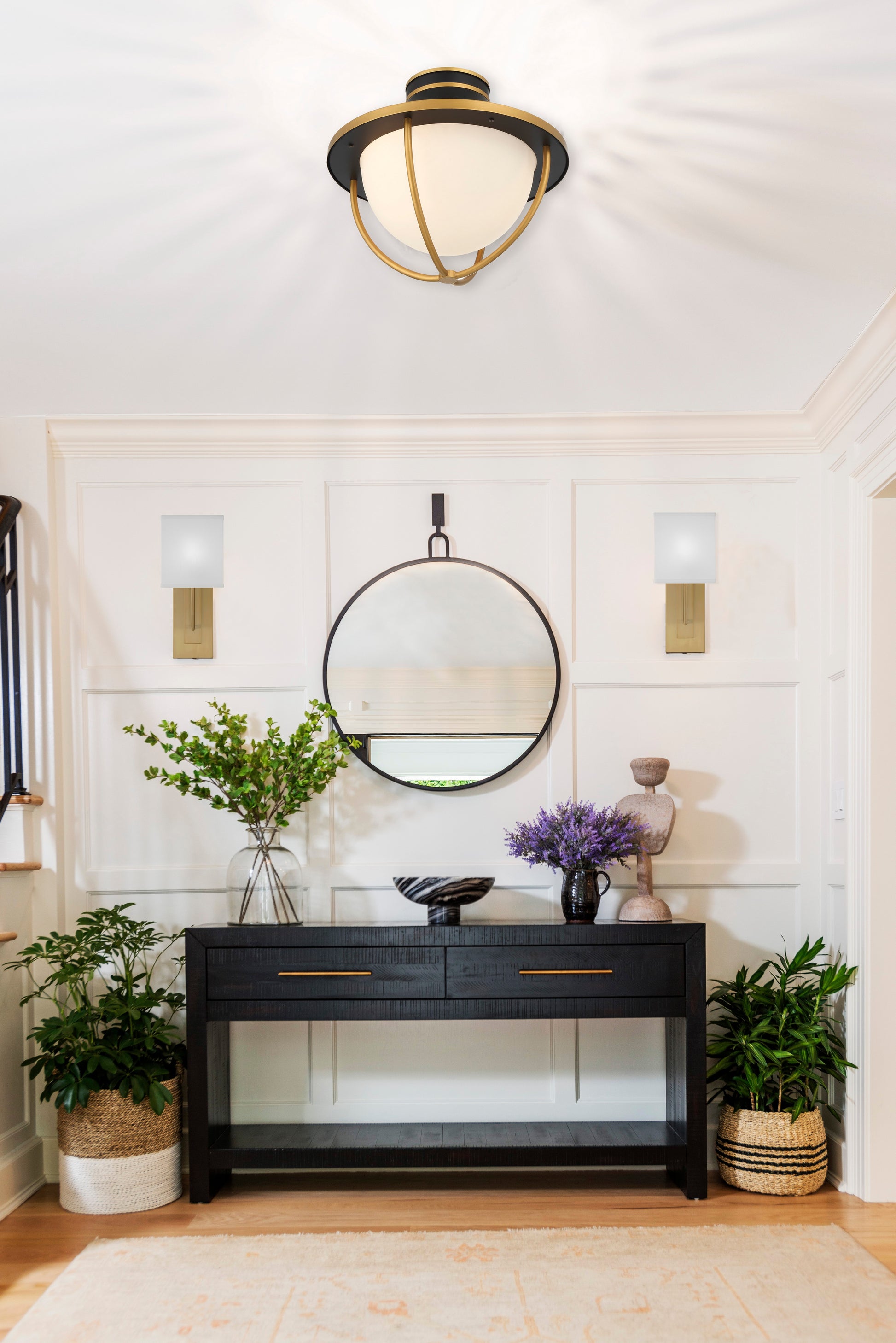 Crystorama Atlas ATL-700-MK-TG – 13.5 Inch – 2 Light – Outdoor – Matte Black + Textured Gold – Wet Rated