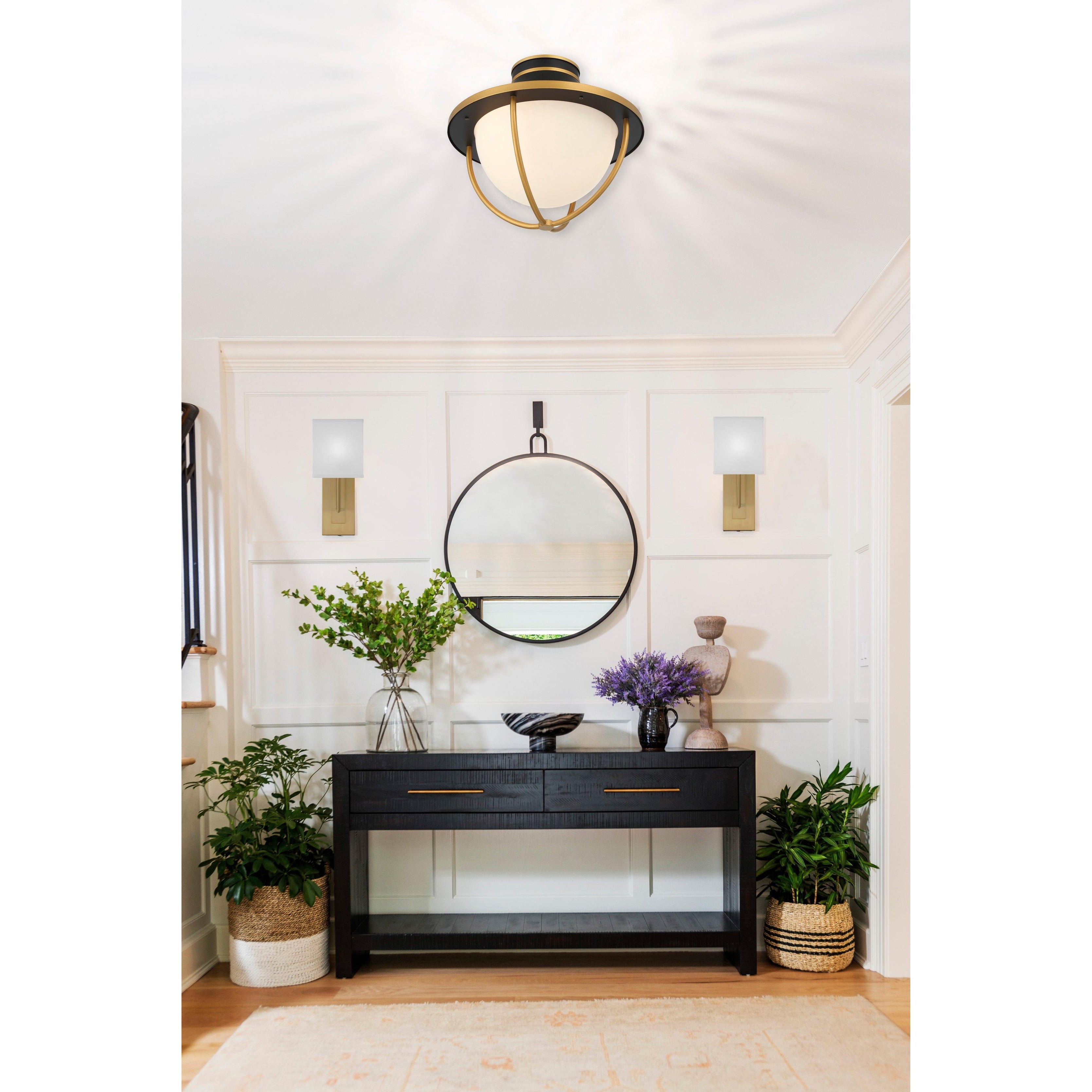 Crystorama Atlas ATL-700-MK-TG – 13.5 Inch – 2 Light – Outdoor – Matte Black + Textured Gold – Wet Rated