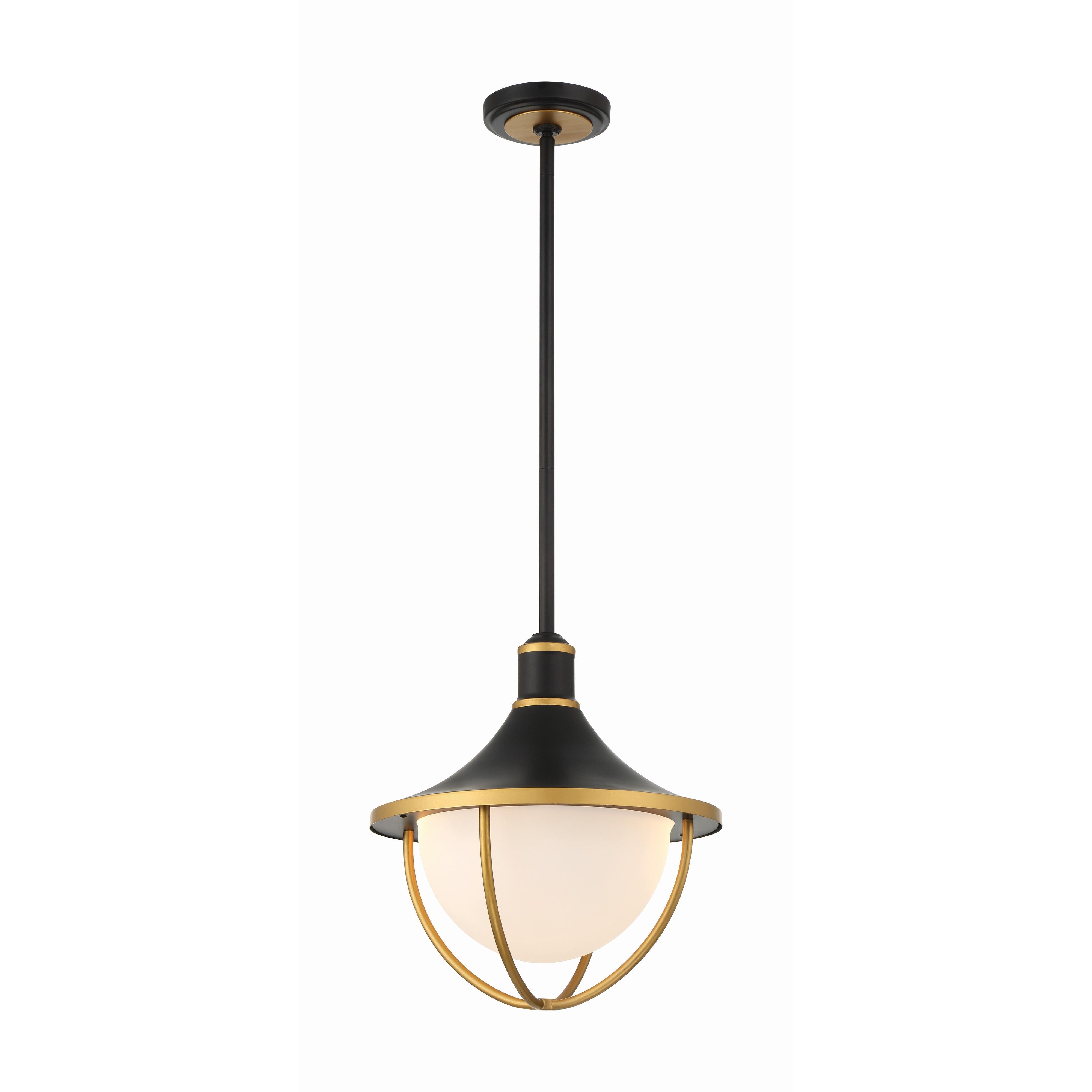 Atlas 3 Light Matte Black + Textured Gold Outdoor Pendant