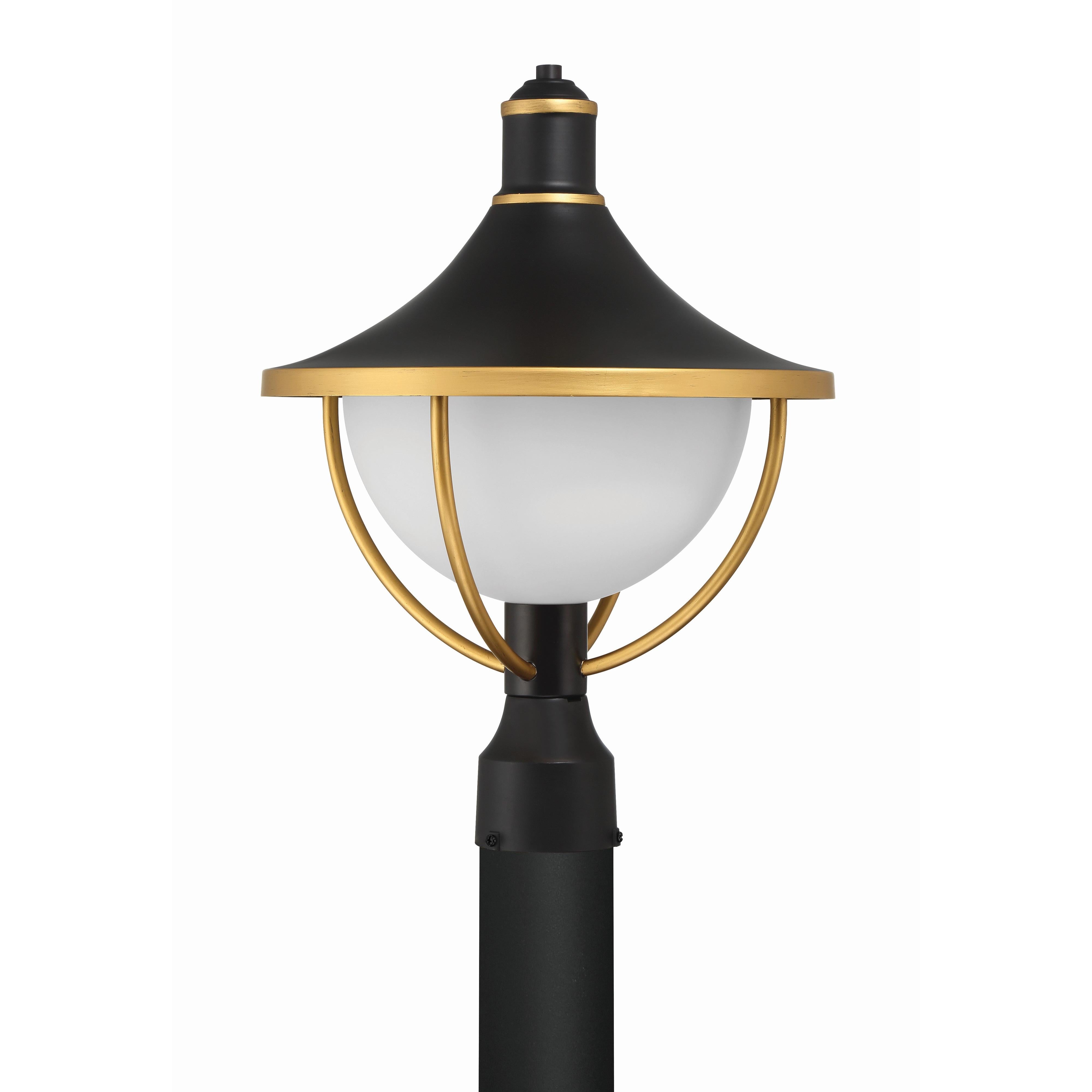 Crystorama Atlas ATL-709-MK-TG – 13.5 Inch – 1 Light – Outdoor – Matte Black + Textured Gold – Wet Rated