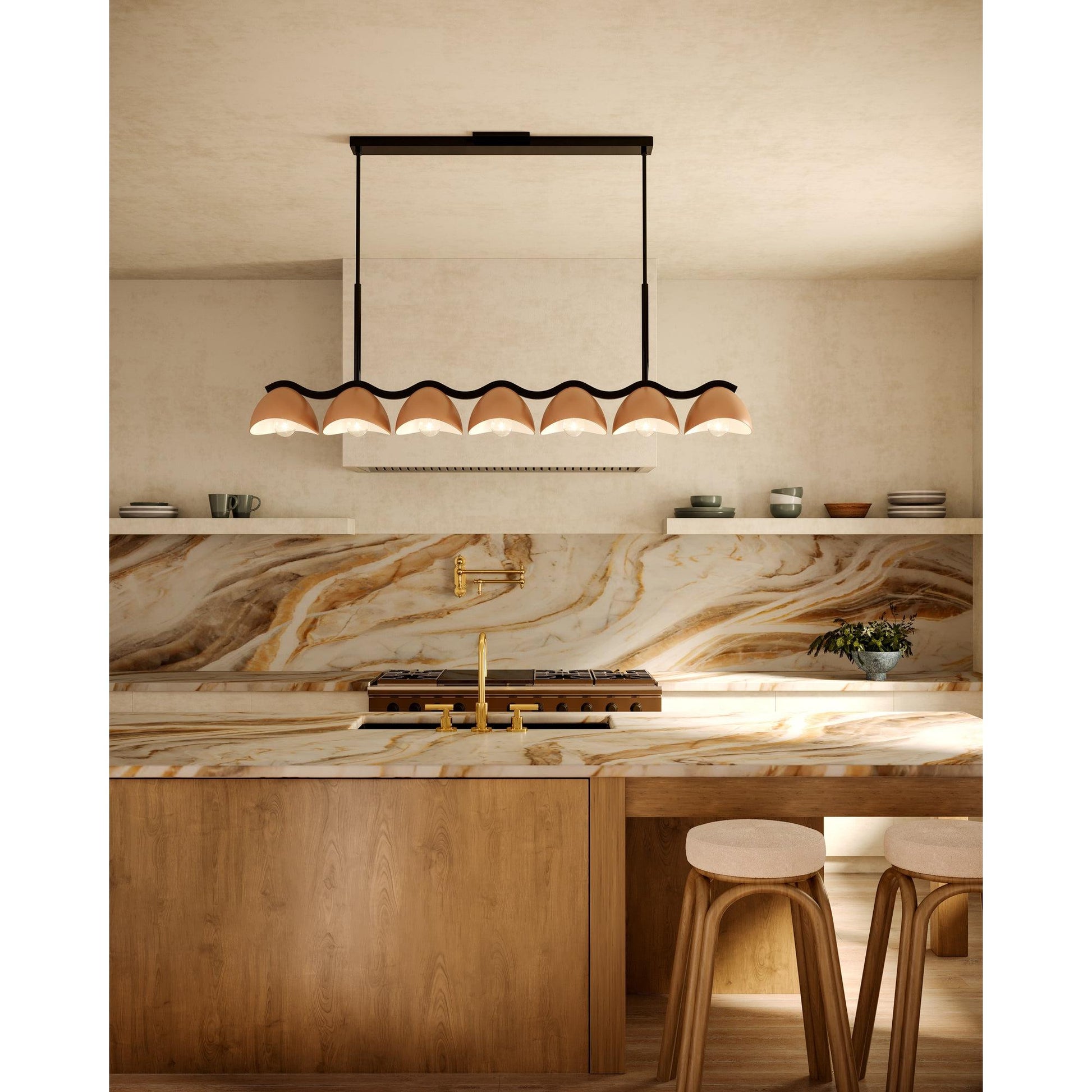 Kuzco Lighting LP57642-BK/PEC Linear Pendant, Black/Peach