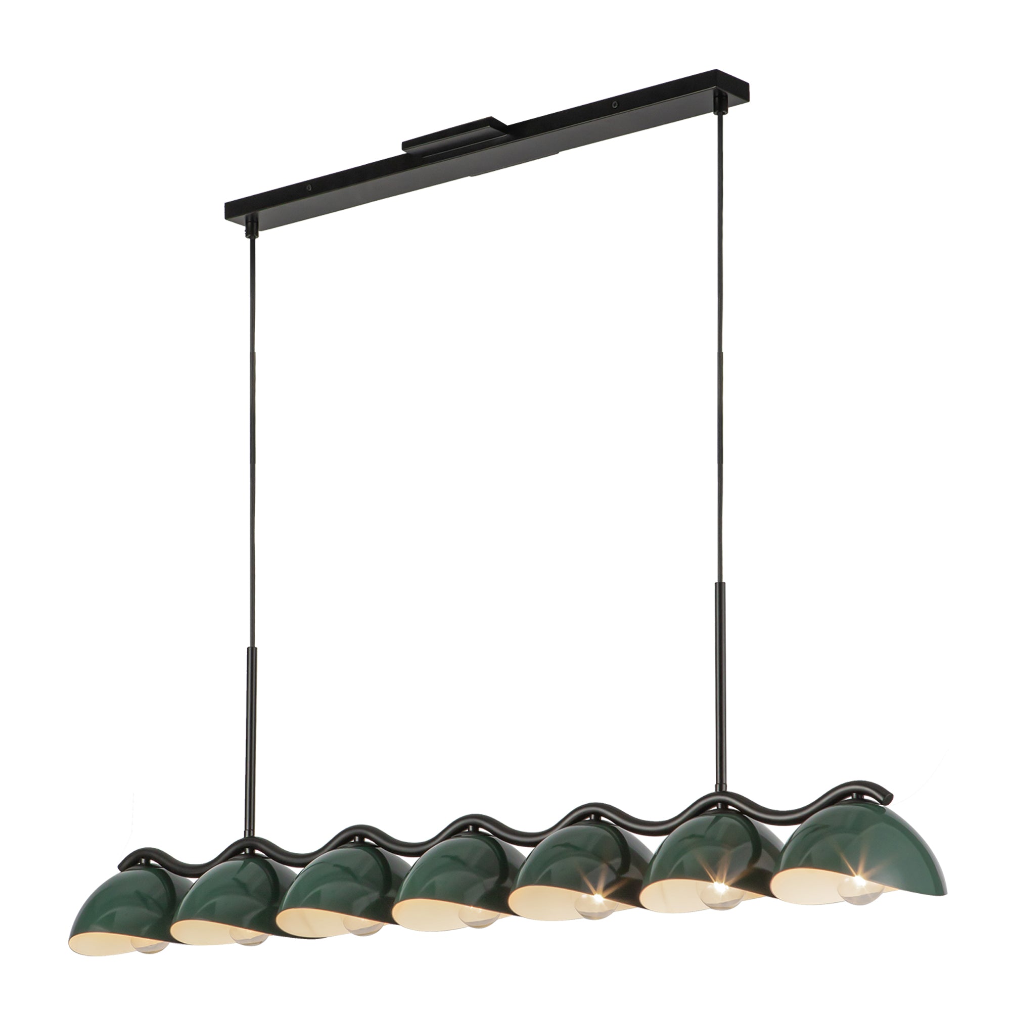 Atlas 42-in Black/Pine Green Socket Linear Pendant