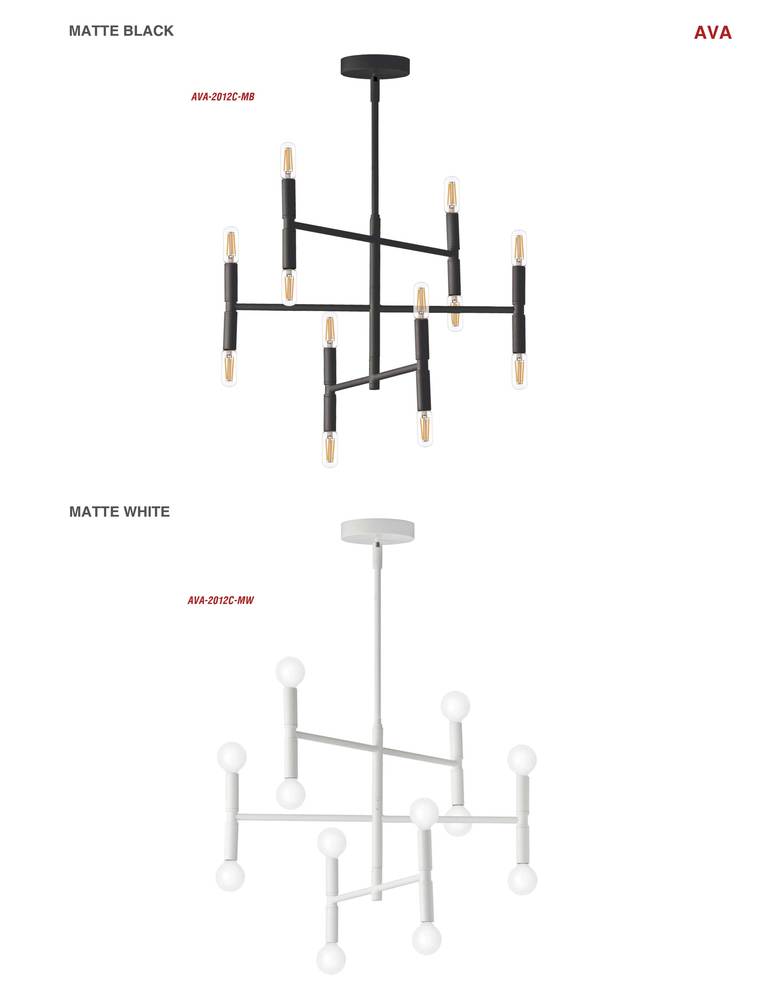 Dainolite AVA AVA-2012C-MB Chandelier Modern - Matte Black