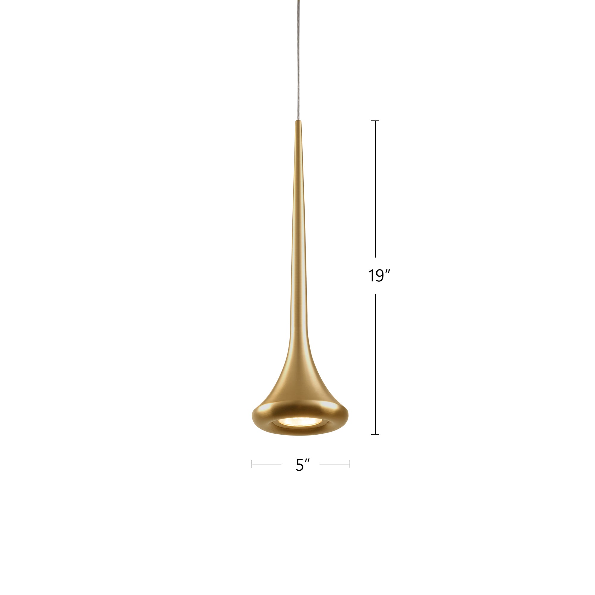 Bach 5-in Brushed Gold LED Pendant