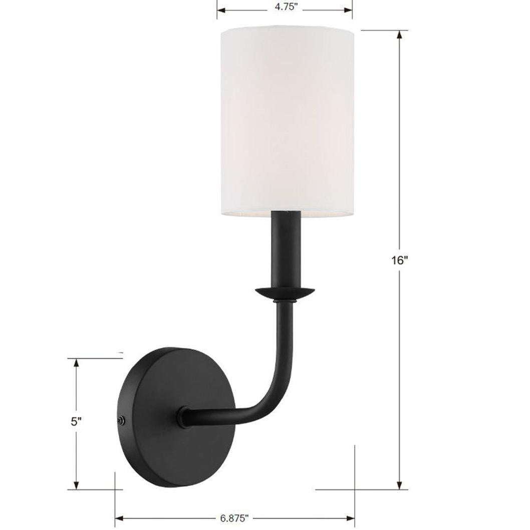 Crystorama Bailey BAI-A2101-MK – 4.75 Inch – 1 Light – Sconce – Matte Black – Dry Rated
