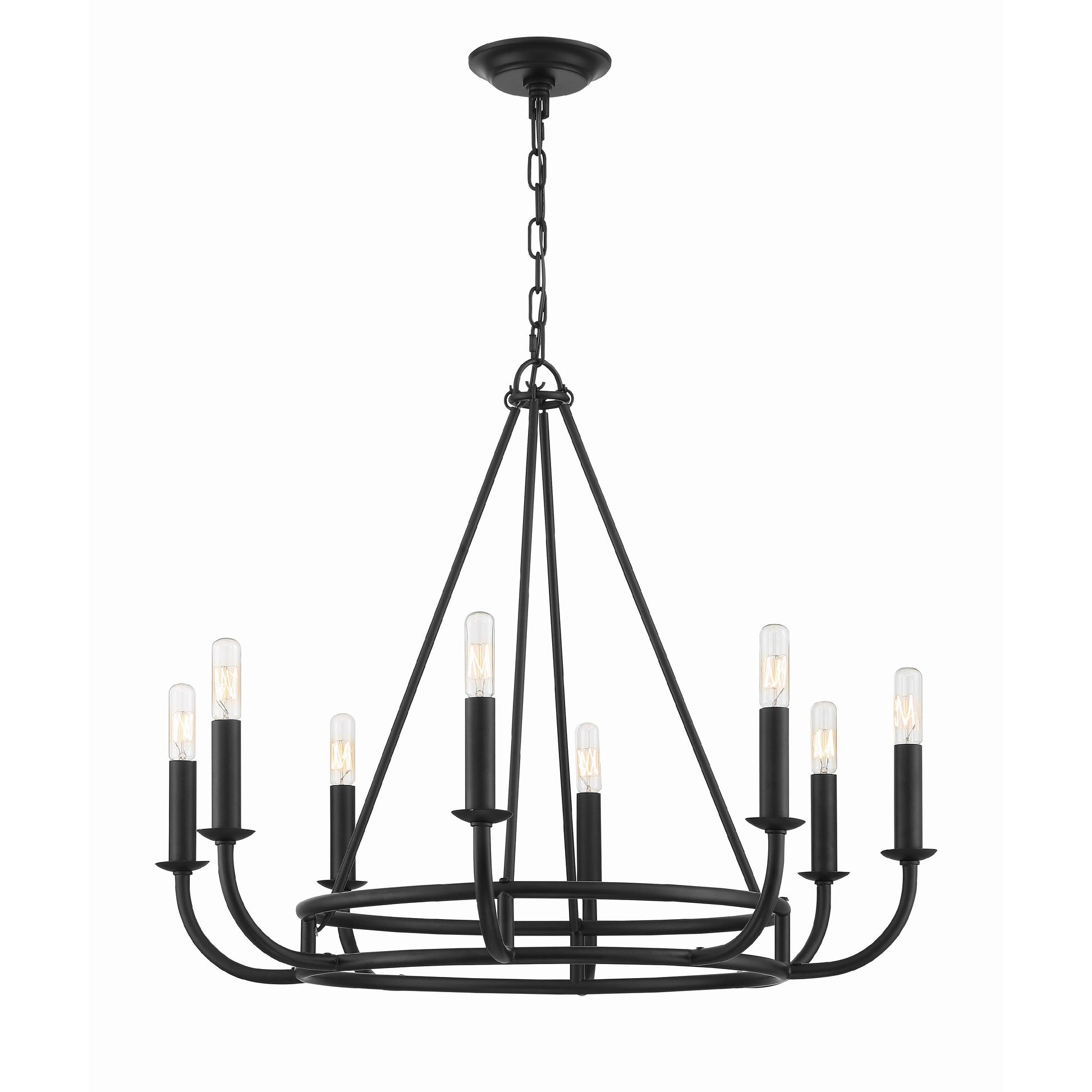 Crystorama Bailey BAI-A2108-MK – 28 Inch – 8 Light – Chandelier – Matte Black – Dry Rated