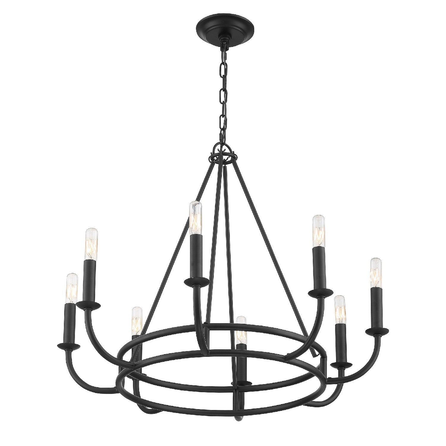Crystorama Bailey BAI-A2108-MK – 28 Inch – 8 Light – Chandelier – Matte Black – Dry Rated