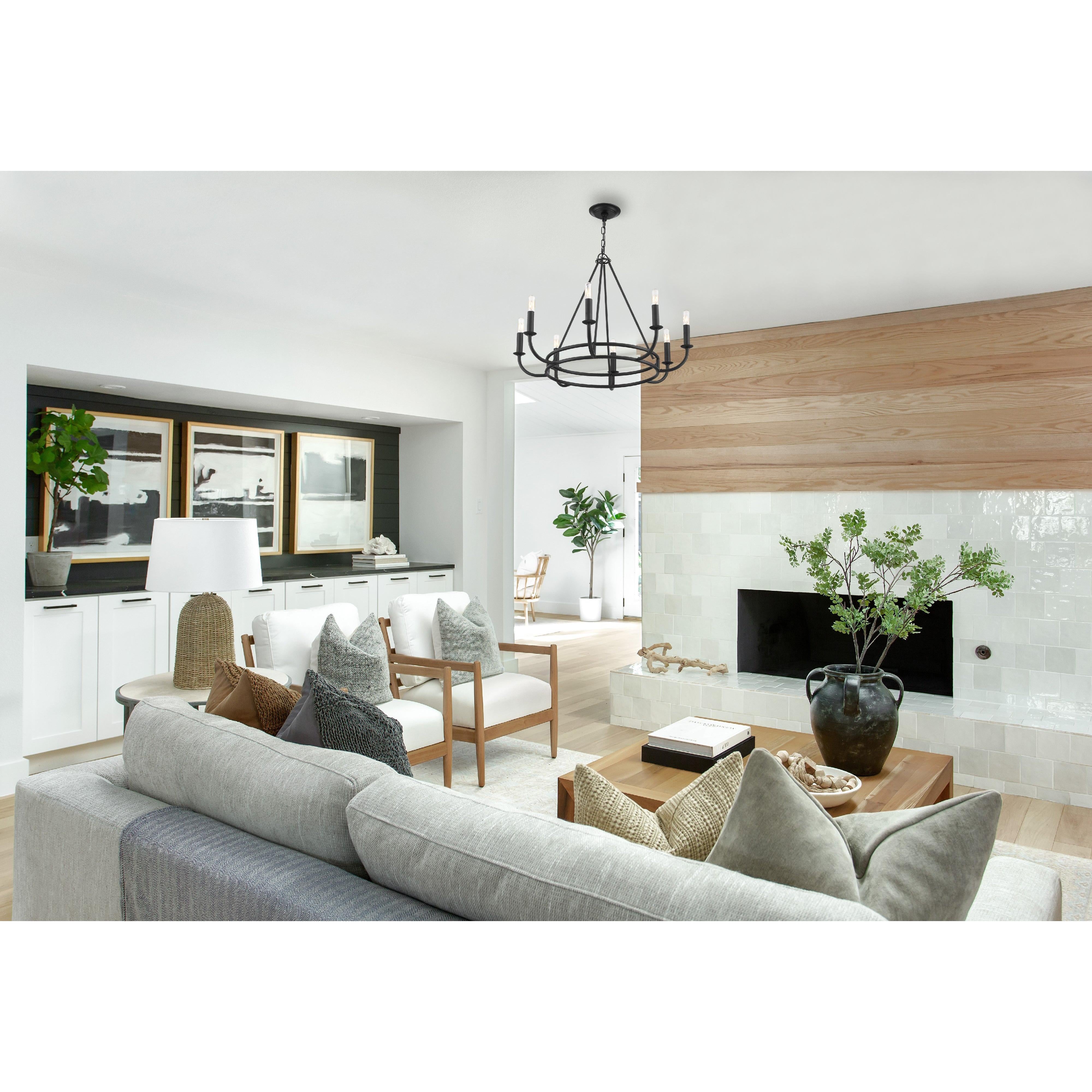 Crystorama Bailey BAI-A2108-MK – 28 Inch – 8 Light – Chandelier – Matte Black – Dry Rated