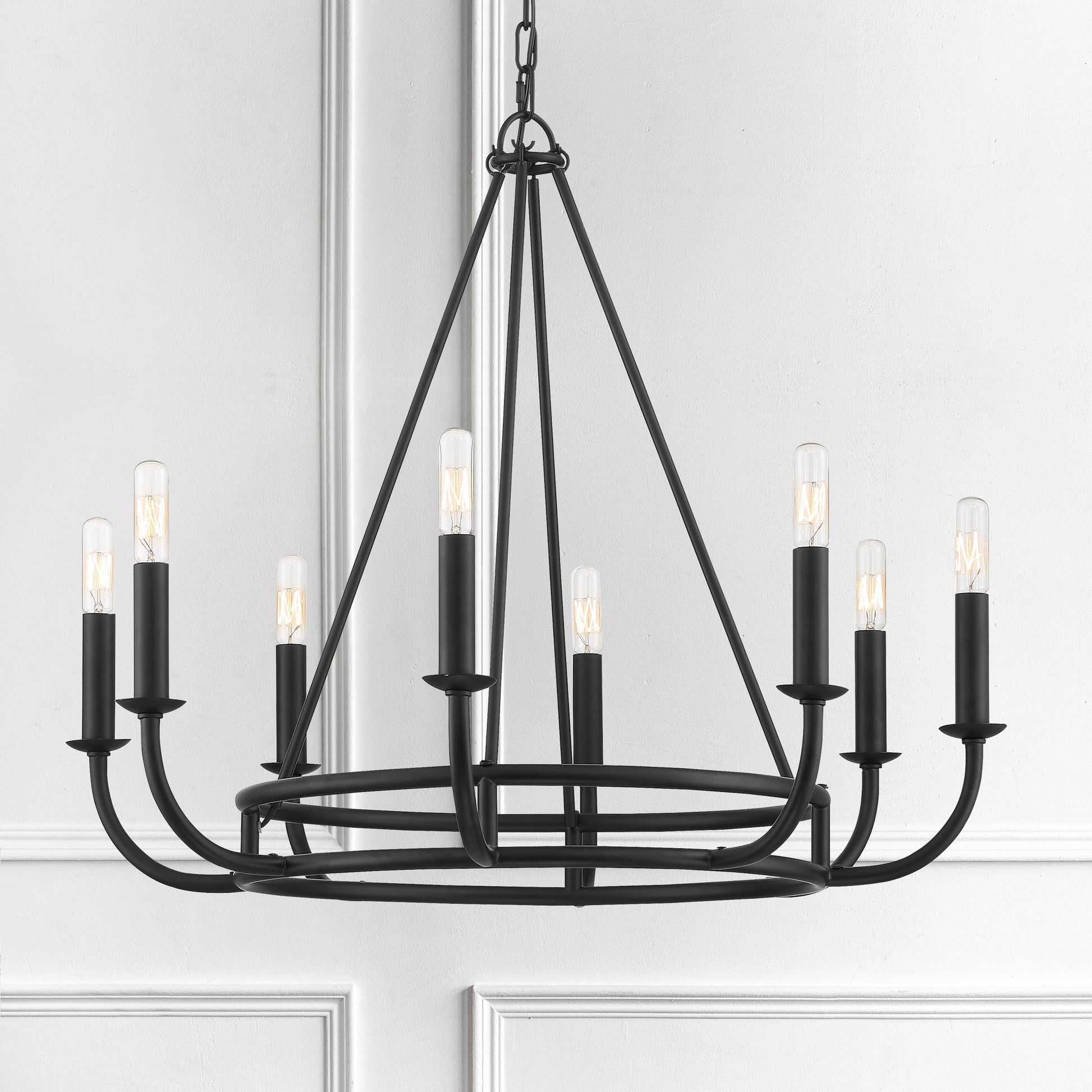 Crystorama Bailey BAI-A2108-MK – 28 Inch – 8 Light – Chandelier – Matte Black – Dry Rated