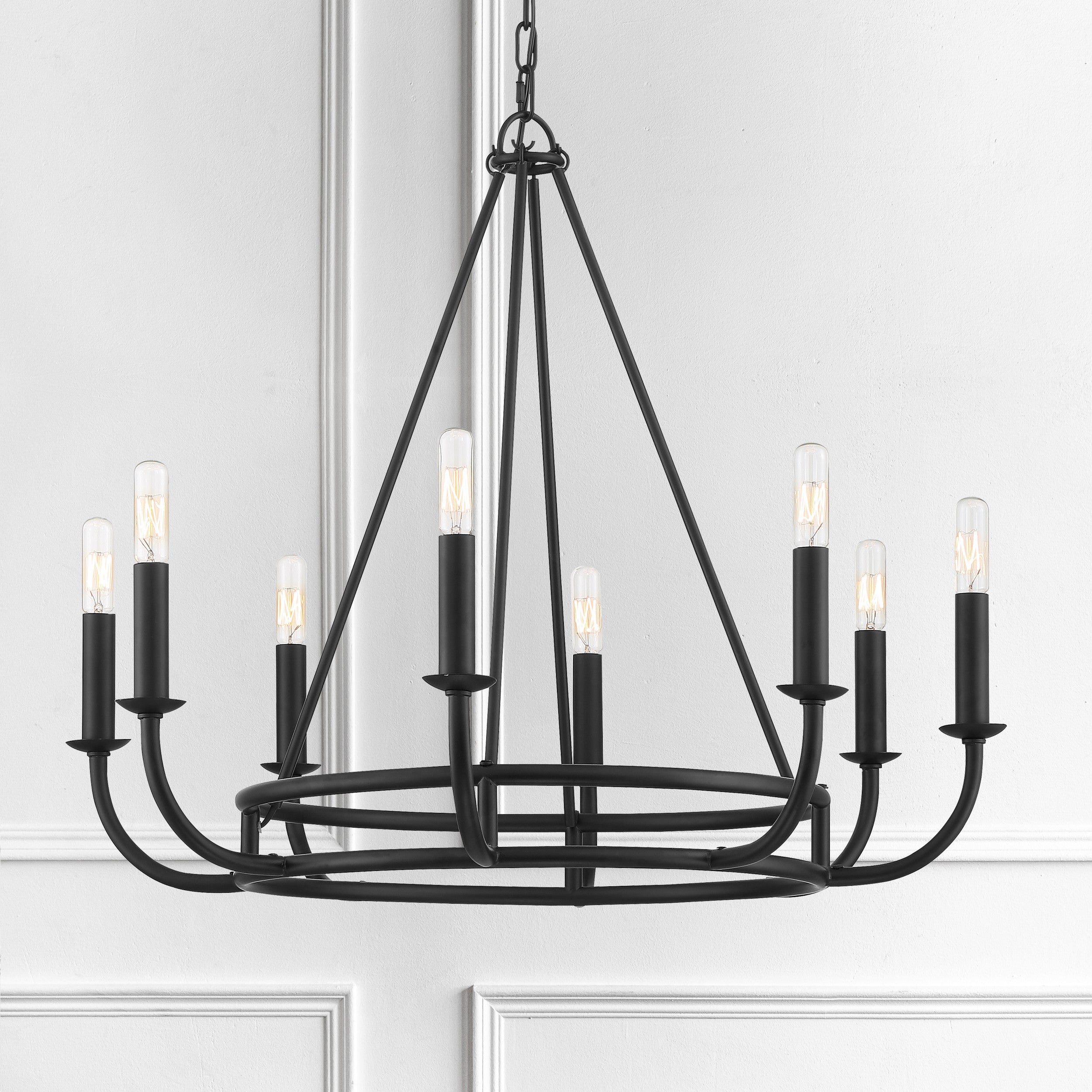 Crystorama Bailey BAI-A2108-MK – 28 Inch – 8 Light – Chandelier – Matte Black – Dry Rated