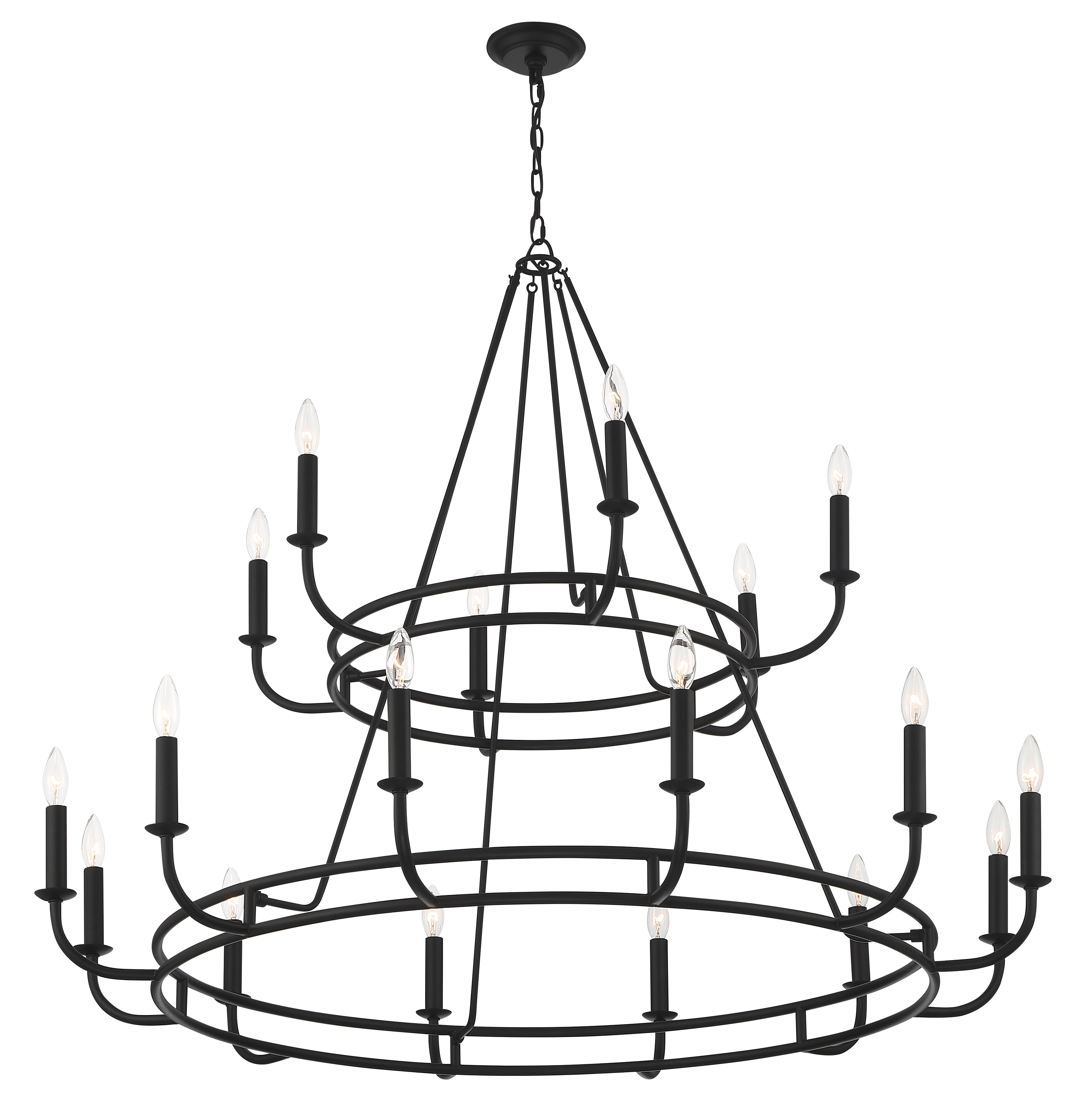 Crystorama Bailey BAI-A2109-MK – 48 Inch – 18 Light – Chandelier – Matte Black – Dry Rated
