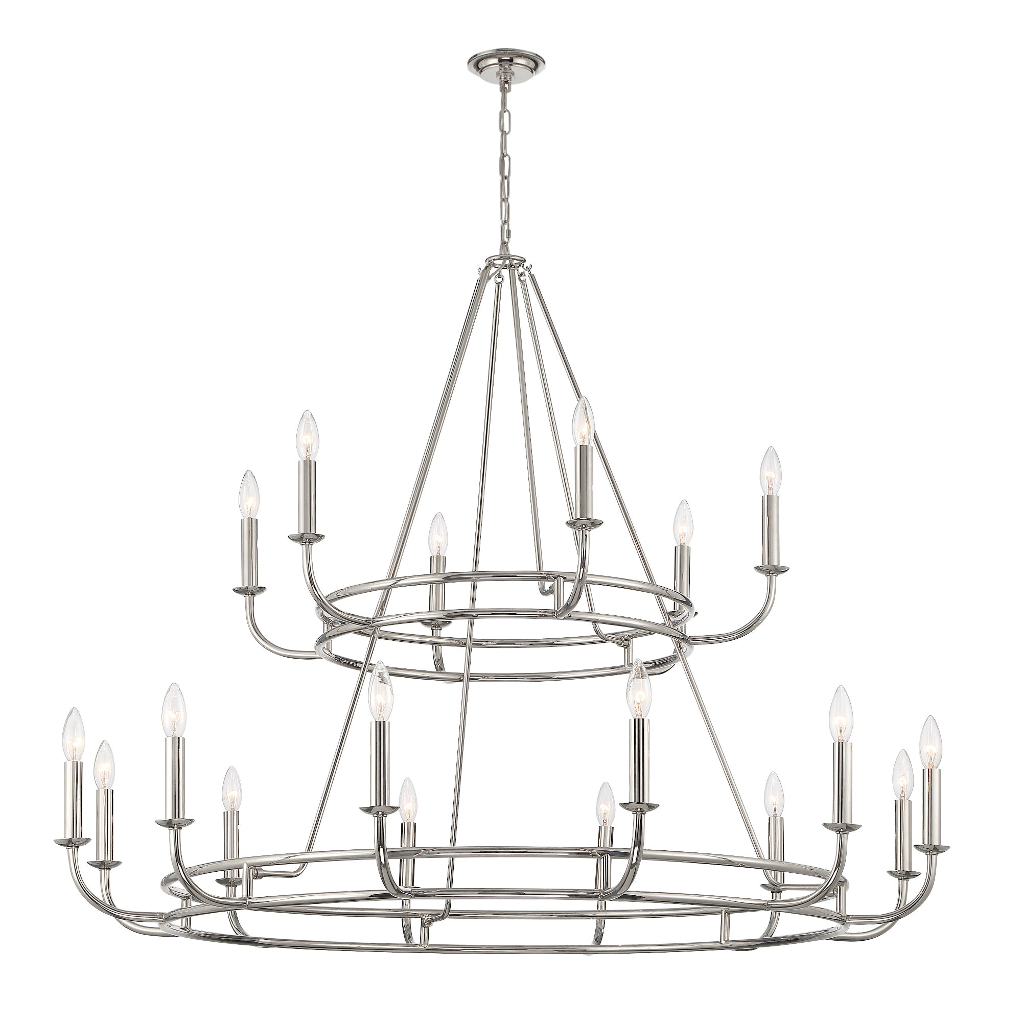 Crystorama Bailey BAI-A2109-PN – 48 Inch – 18 Light – Chandelier – Polished Nickel – Dry Rated