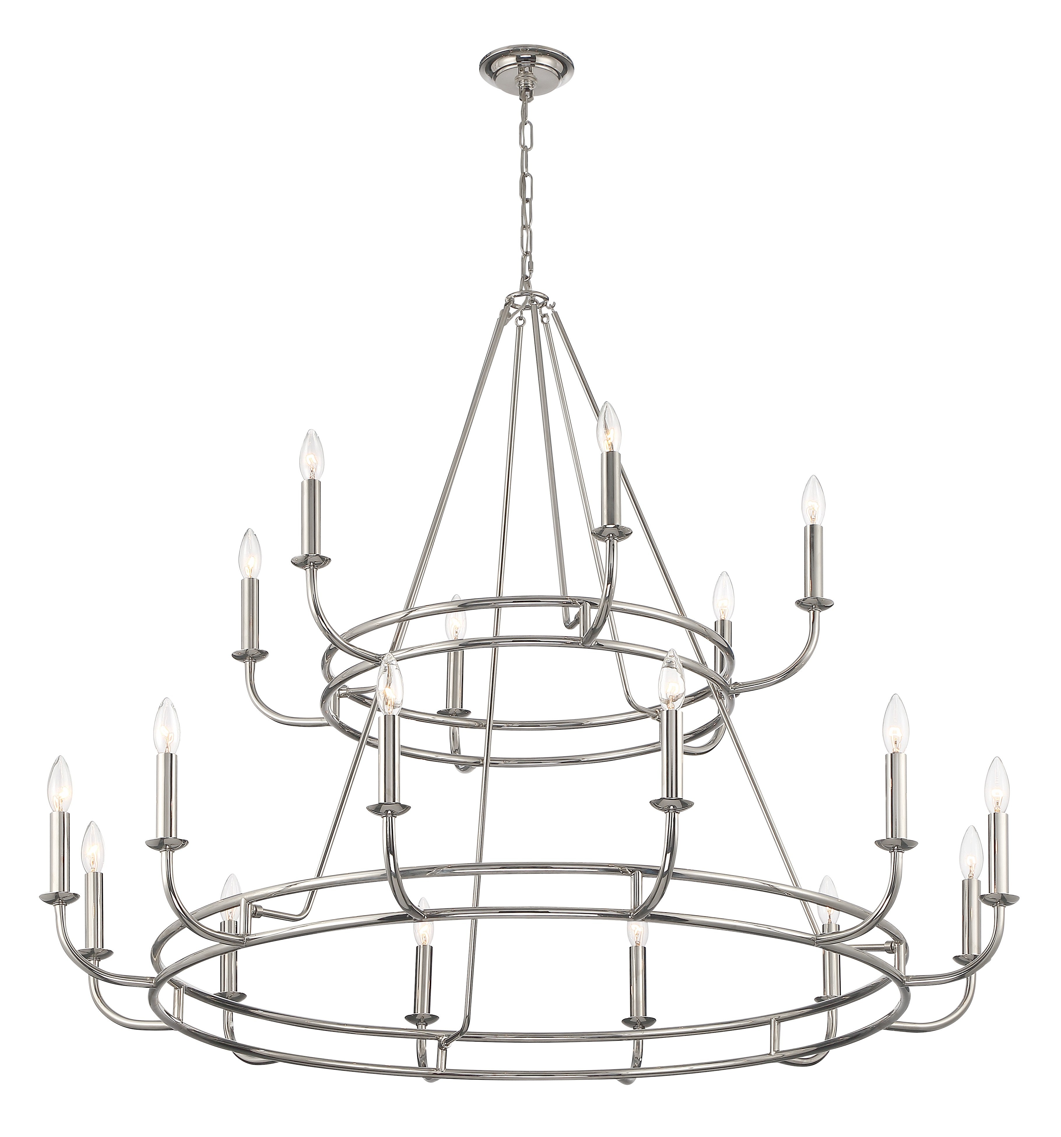 Crystorama Bailey BAI-A2109-PN – 48 Inch – 18 Light – Chandelier – Polished Nickel – Dry Rated