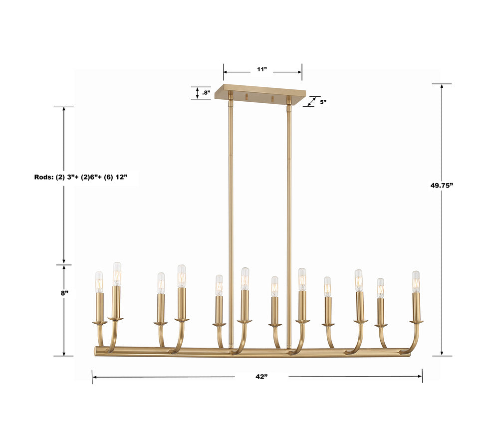 Crystorama BAILEY BAI-A2112-AG Chandelier Modern - Aged Brass