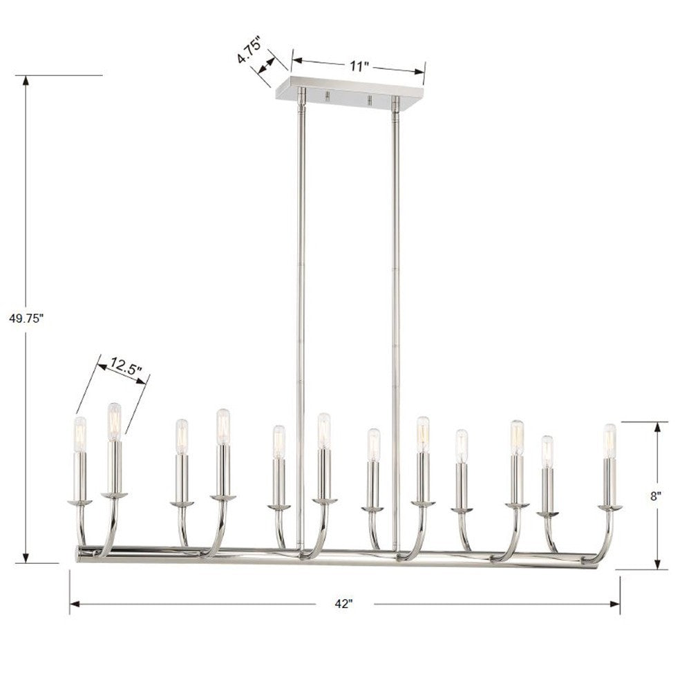 Crystorama BAILEY BAI-A2112-PN Chandelier Modern - Polished Nickel