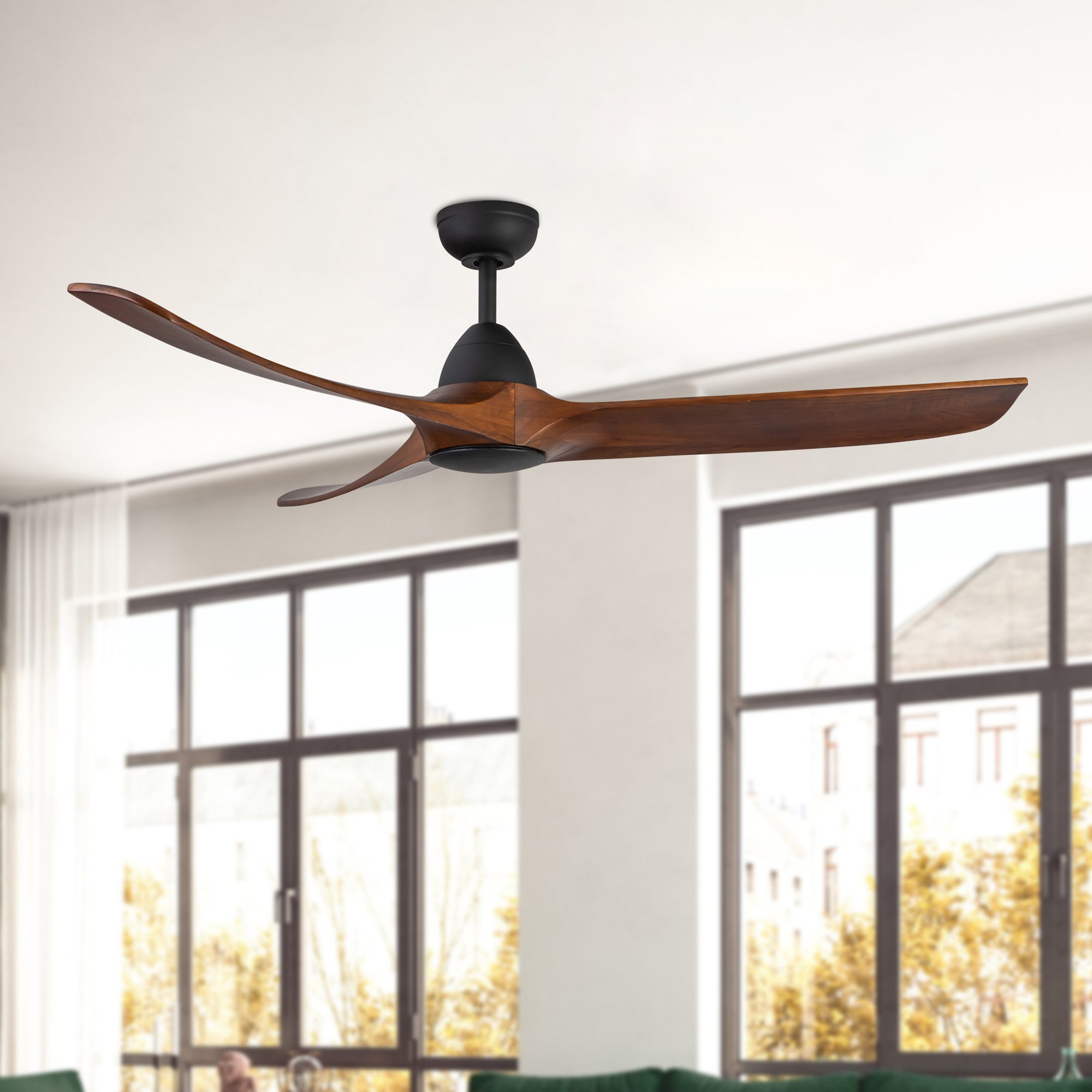 Baylor 60-in Matte Black/Dark Walnut LED Ceiling Fan