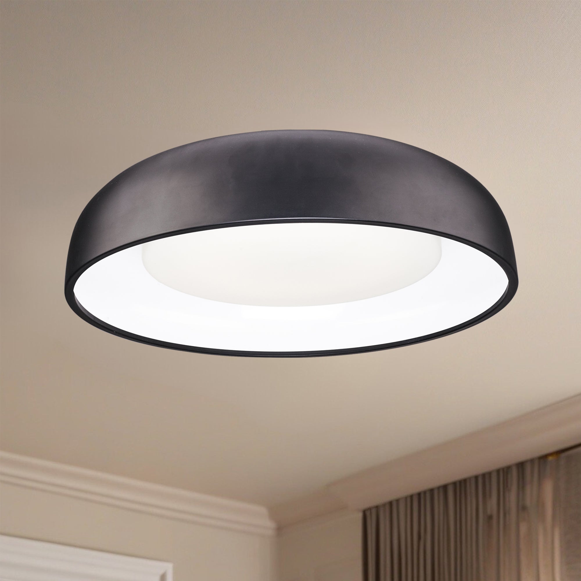 Beacon 24-in Black LED Flush Mount