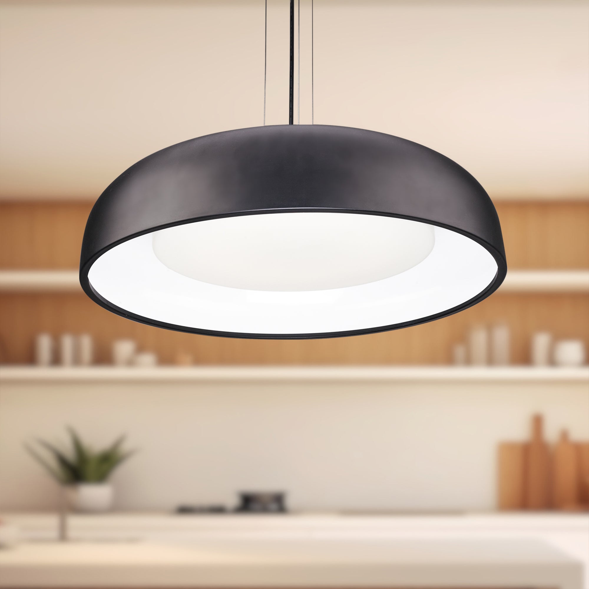 Beacon 24-in Black LED Pendant