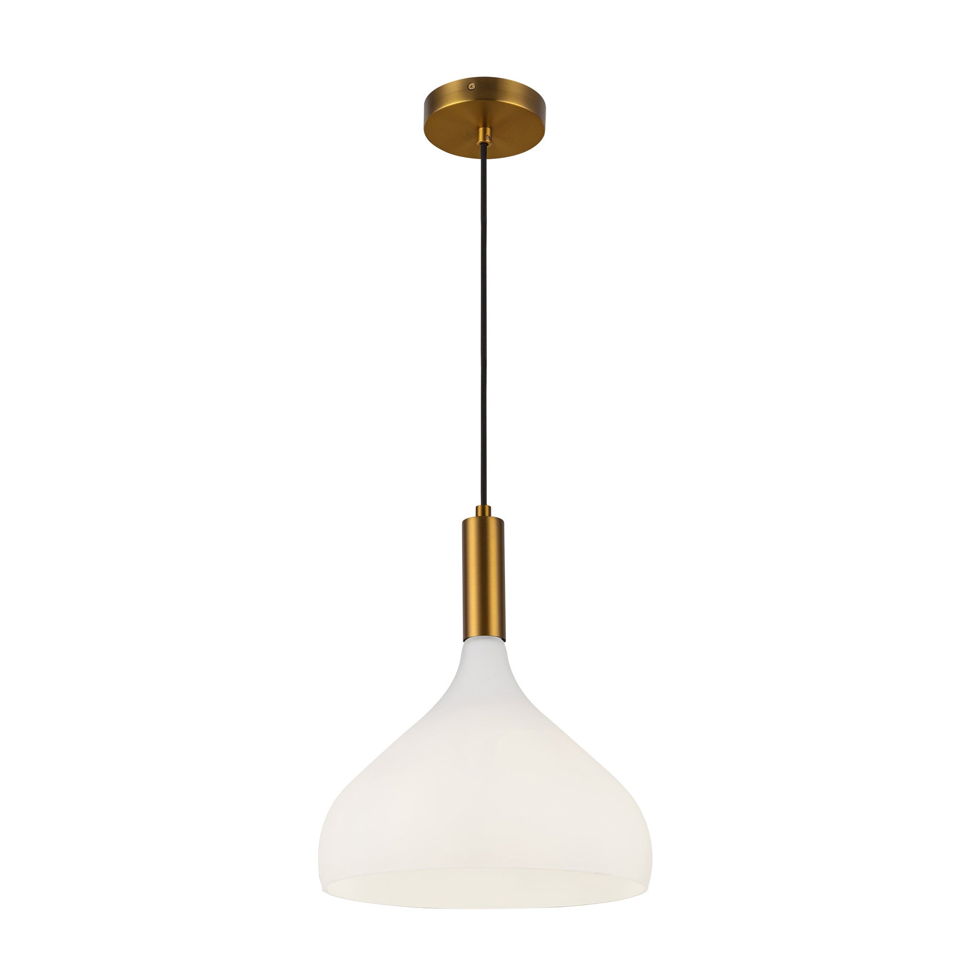 Belleview 12-in Aged Brass/Opal Glass 1 Light Pendant