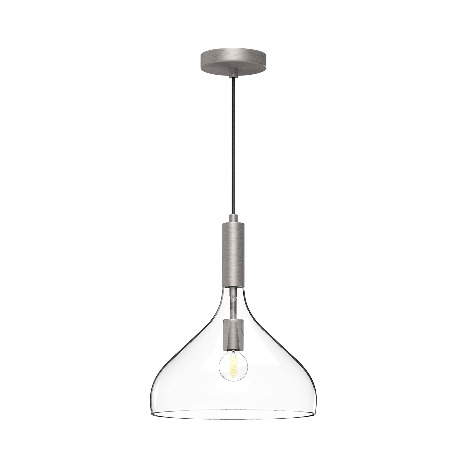 Belleview 12-in Brushed Nickel/Clear Glass 1 Light Pendant