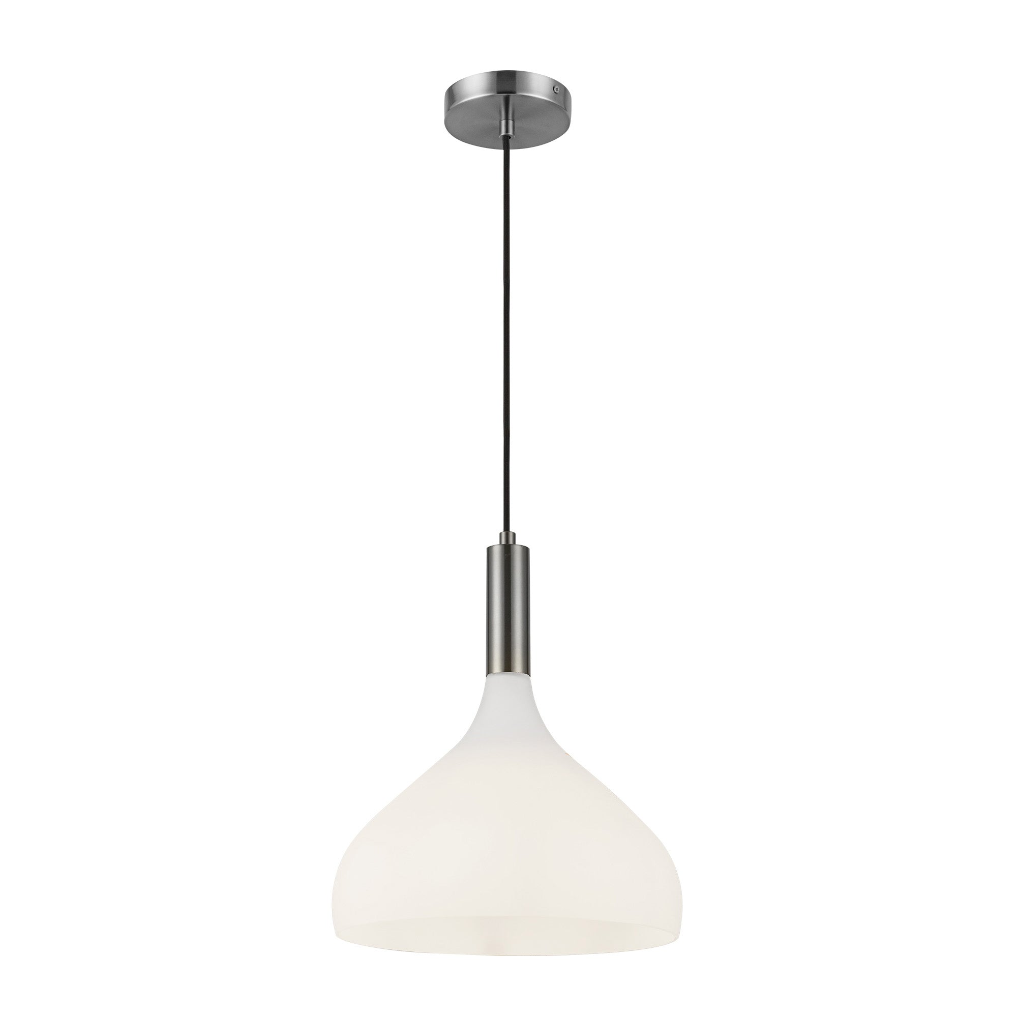Belleview 12-in Brushed Nickel/Opal Glass 1 Light Pendant