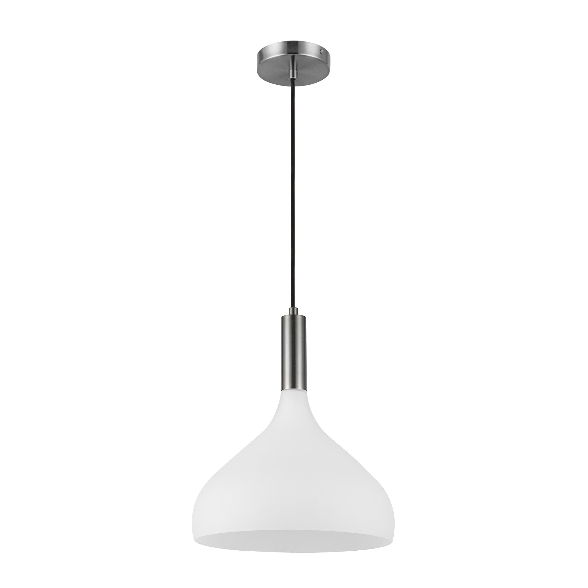 Belleview 12-in Brushed Nickel/Opal Glass 1 Light Pendant