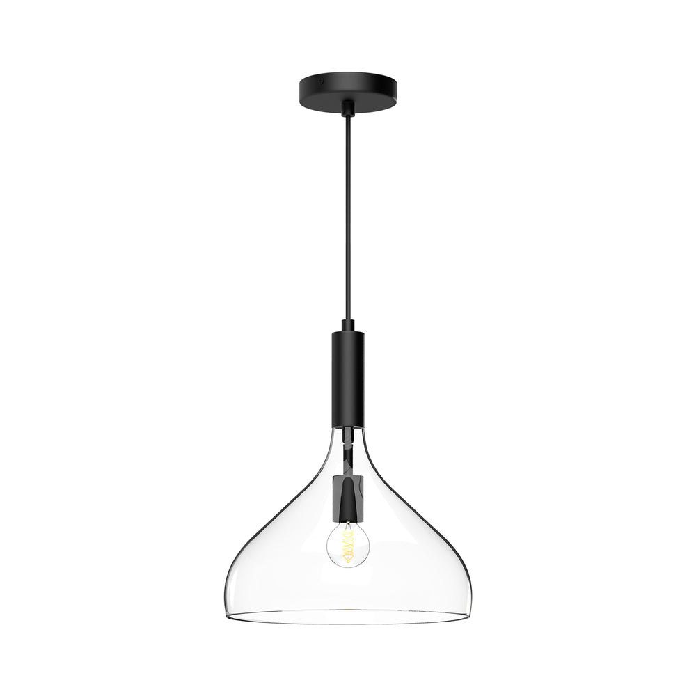 ALORA MOOD Lighting PD532312MBCL Pendant, Clear Glass/Matte Black