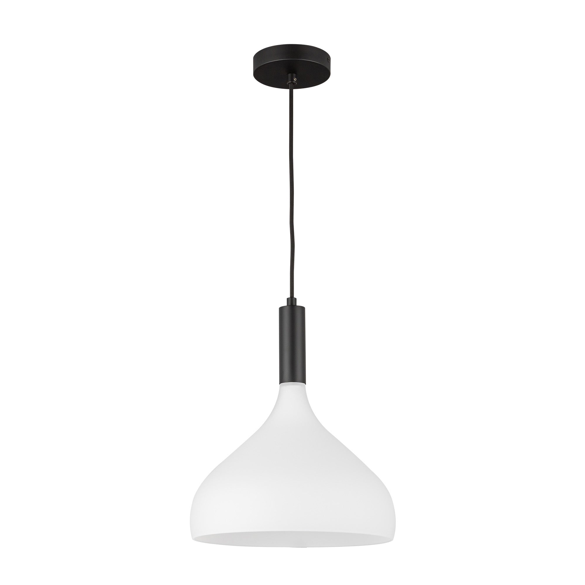 Belleview 12-in Matte Black/Opal Glass 1 Light Pendant