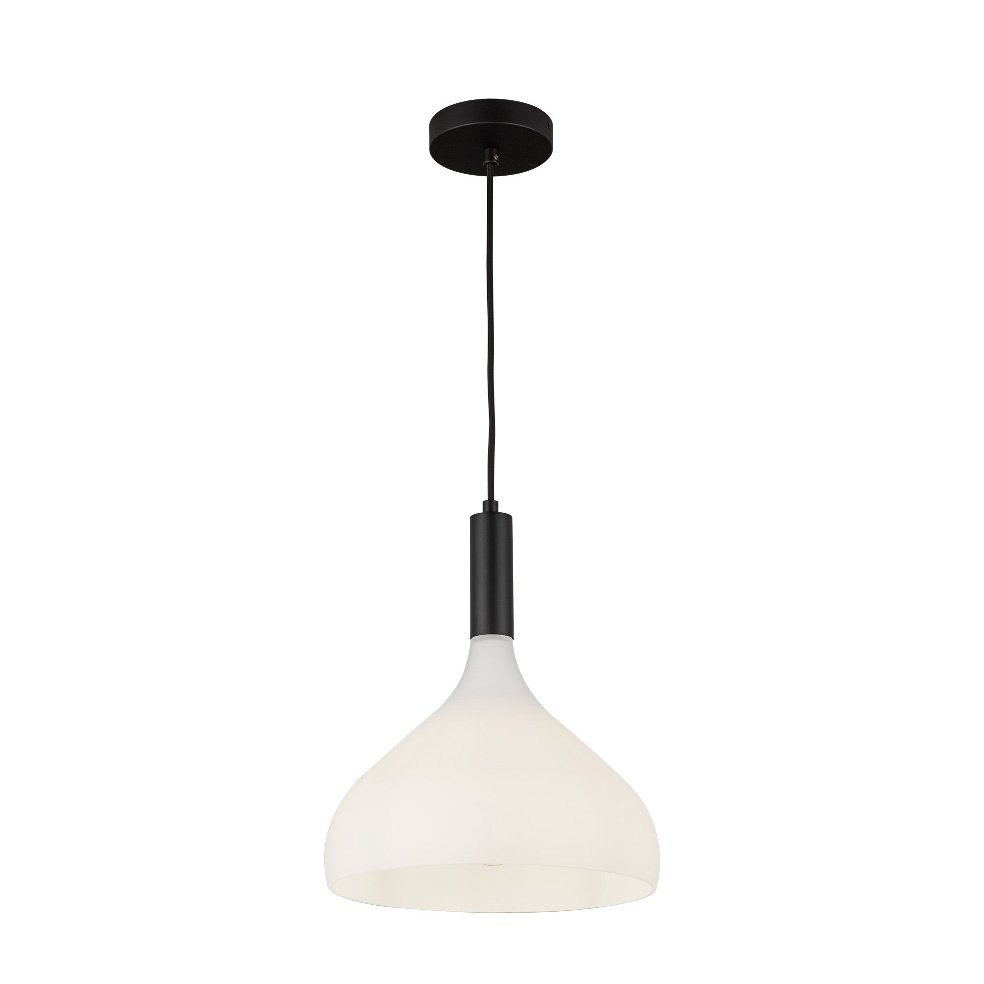 Belleview 12-in Matte Black/Opal Glass 1 Light Pendant